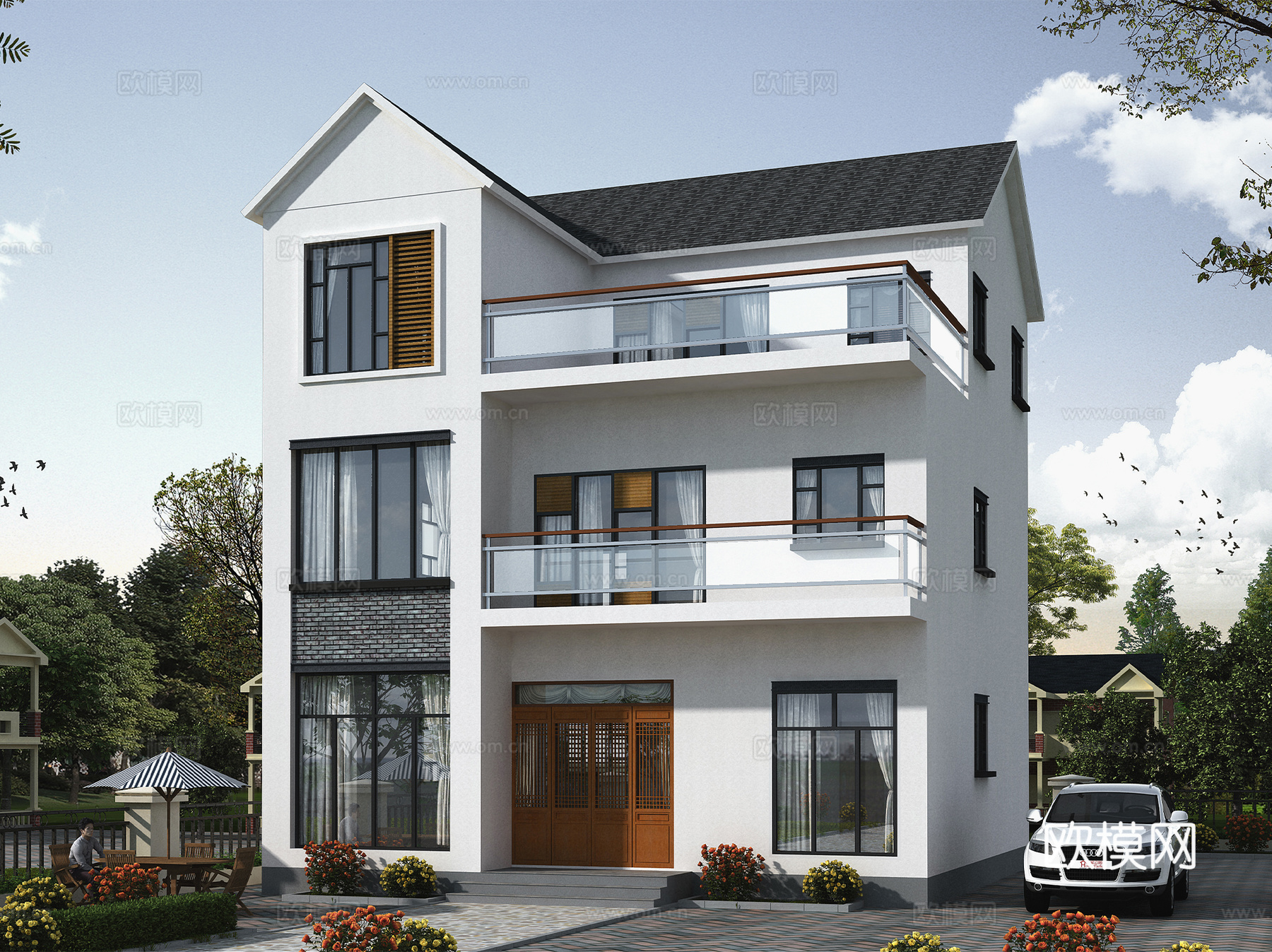 新中式三层独栋别墅乡村农村自建房住宅建筑CAD施工图cad施工图