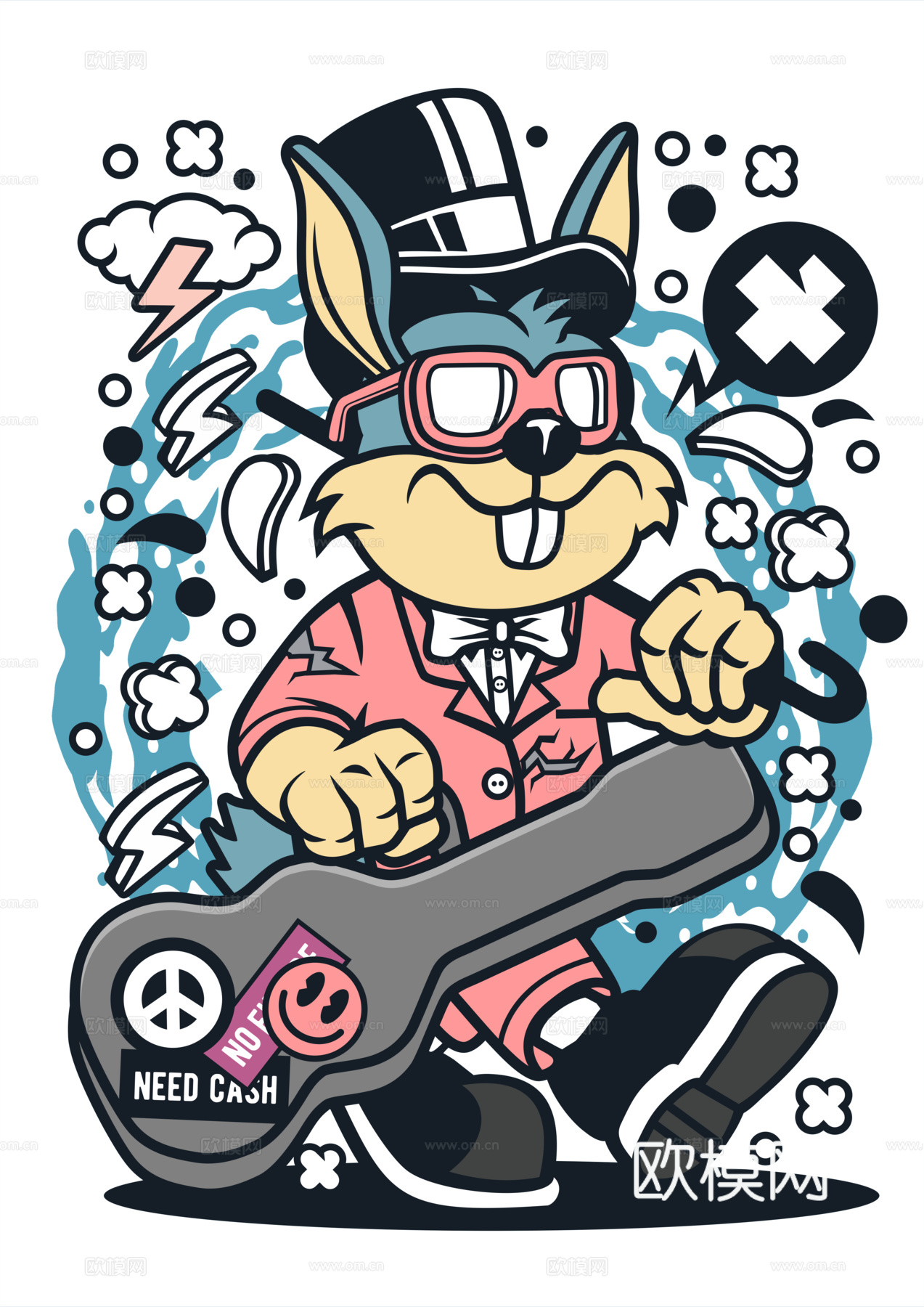 创意卡通潮流涂鸦插画印花136