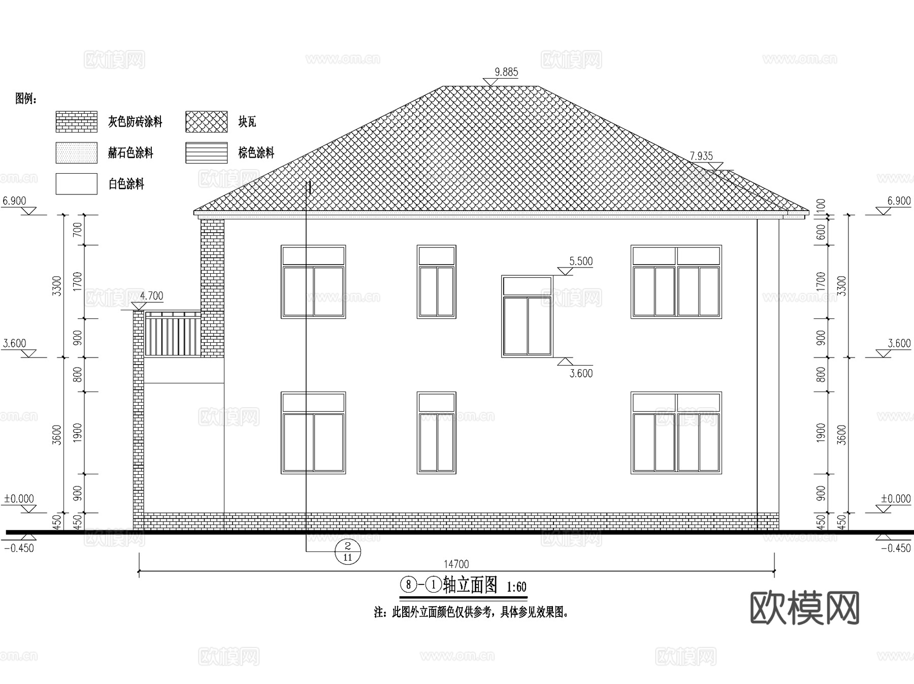 现代二层独栋别墅农村乡村自建房建筑CAD施工图cad施工图