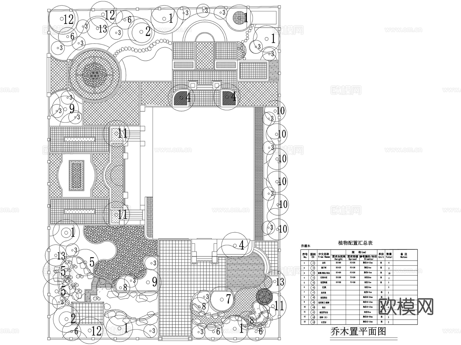 别墅花园私家庭院景观平面图集CAD施工图cad施工图