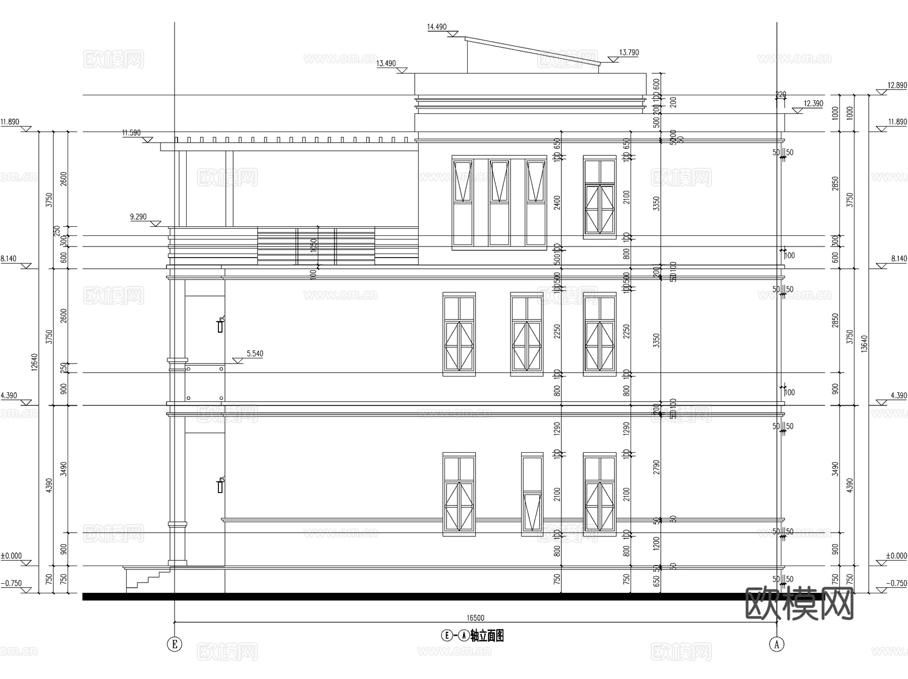 现代三层独栋别墅乡村农村自建房住宅建筑CAD施工图cad施工图