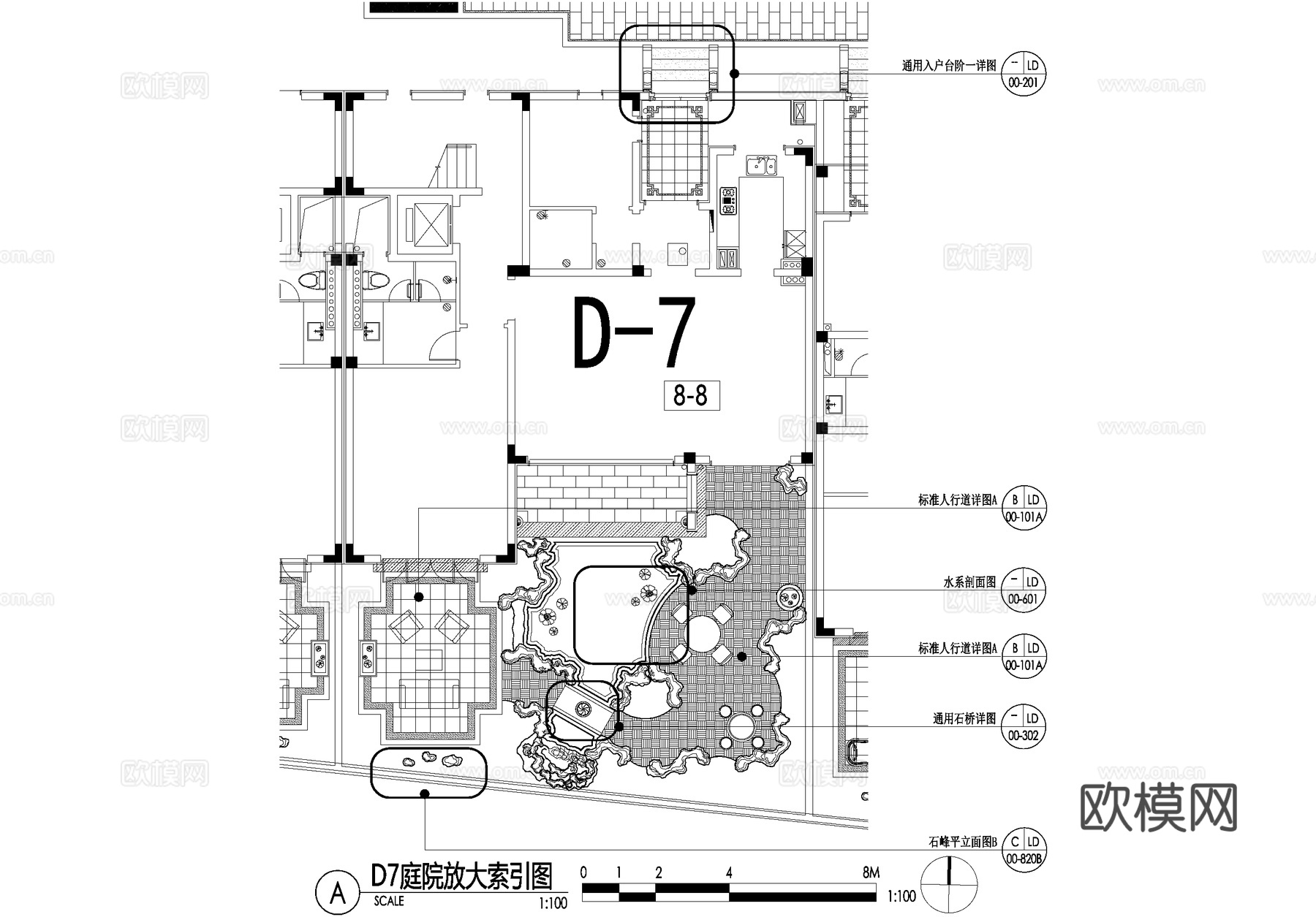 新中式别墅庭院景观平面图CAD施工图cad施工图