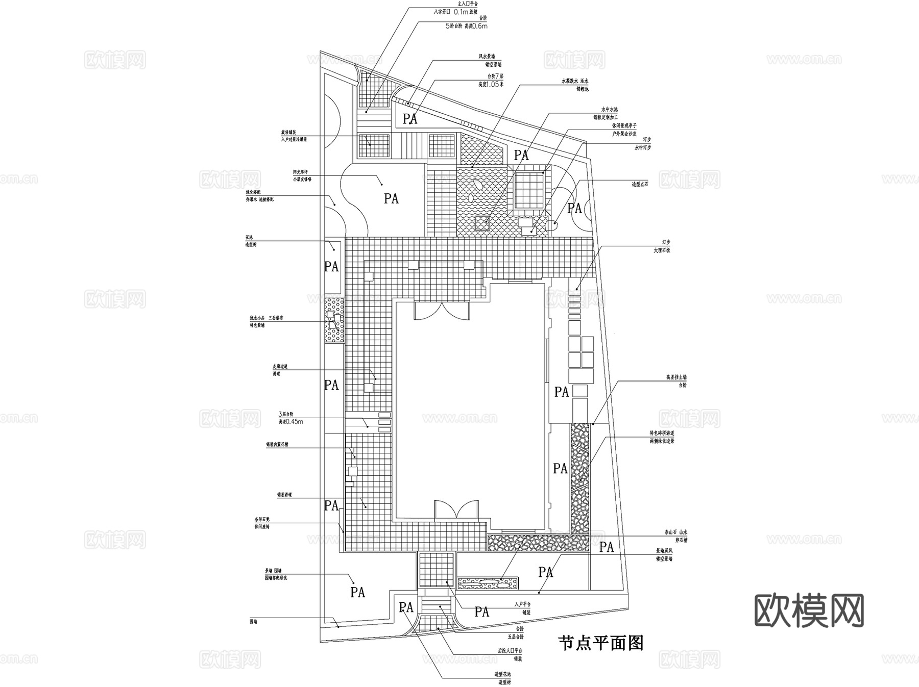 住宅楼入户口花园庭院景观CAD施工图cad施工图