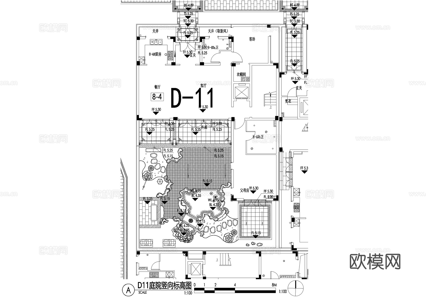 新中式别墅庭院景观平面图CAD施工图cad施工图
