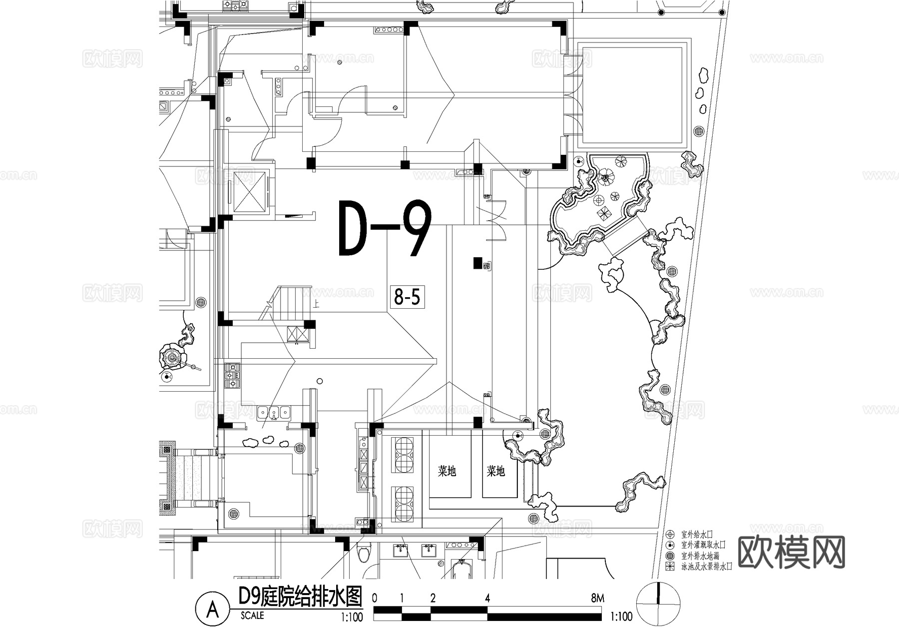 新中式别墅庭院景观平面图CAD施工图cad施工图