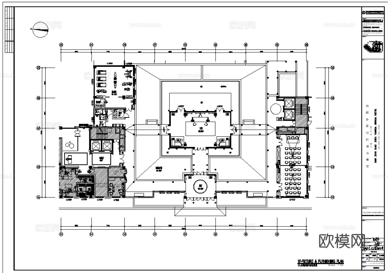 新中式万达锦华温泉度假酒店施工图cad施工图