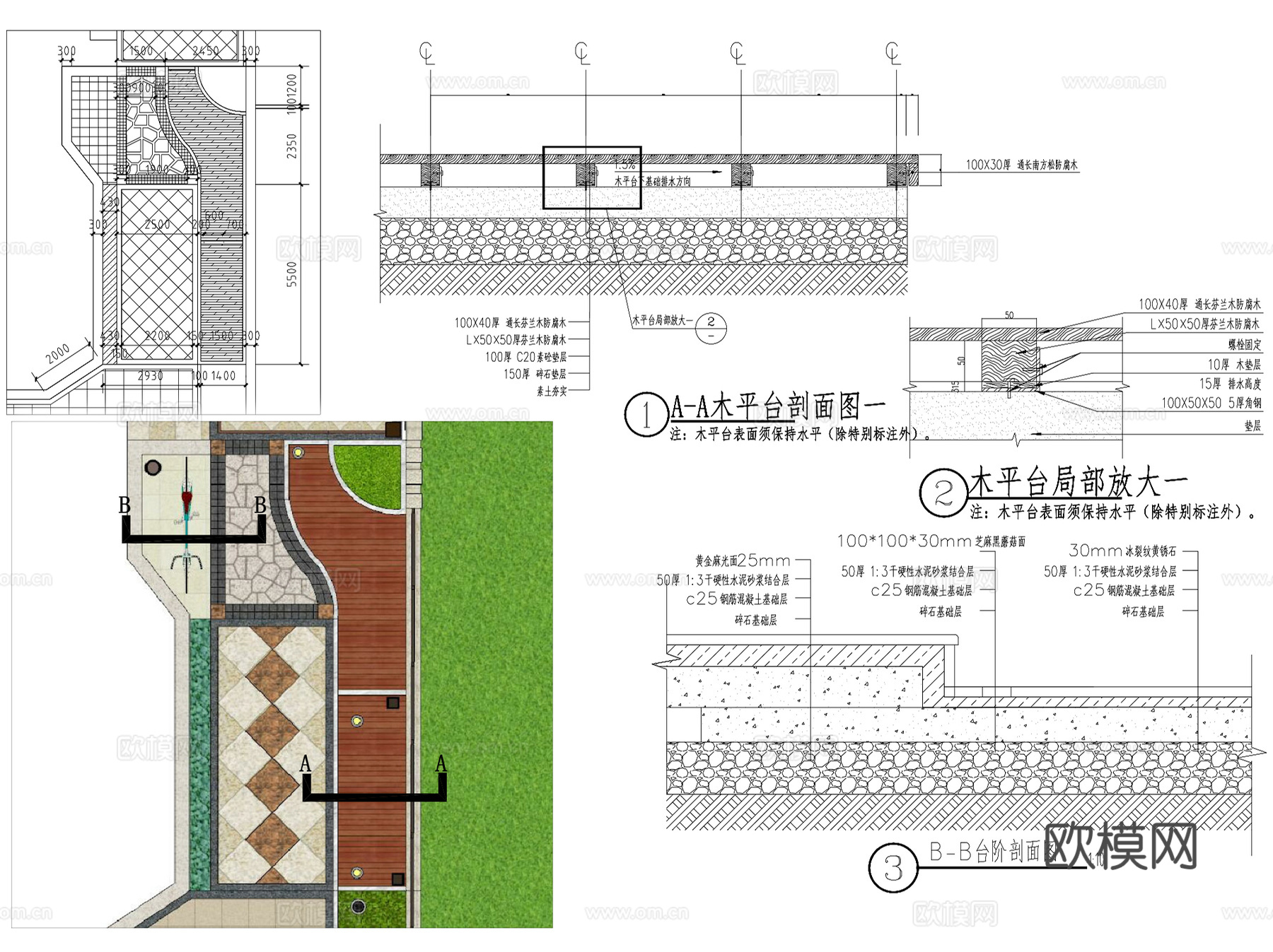 欧式别墅花园私家庭院景观CAD施工图cad施工图