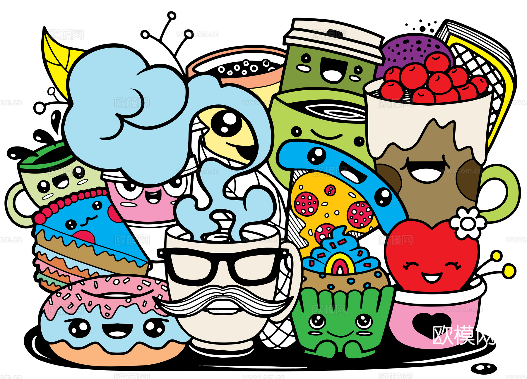 创意可爱卡通涂鸦插画102下载