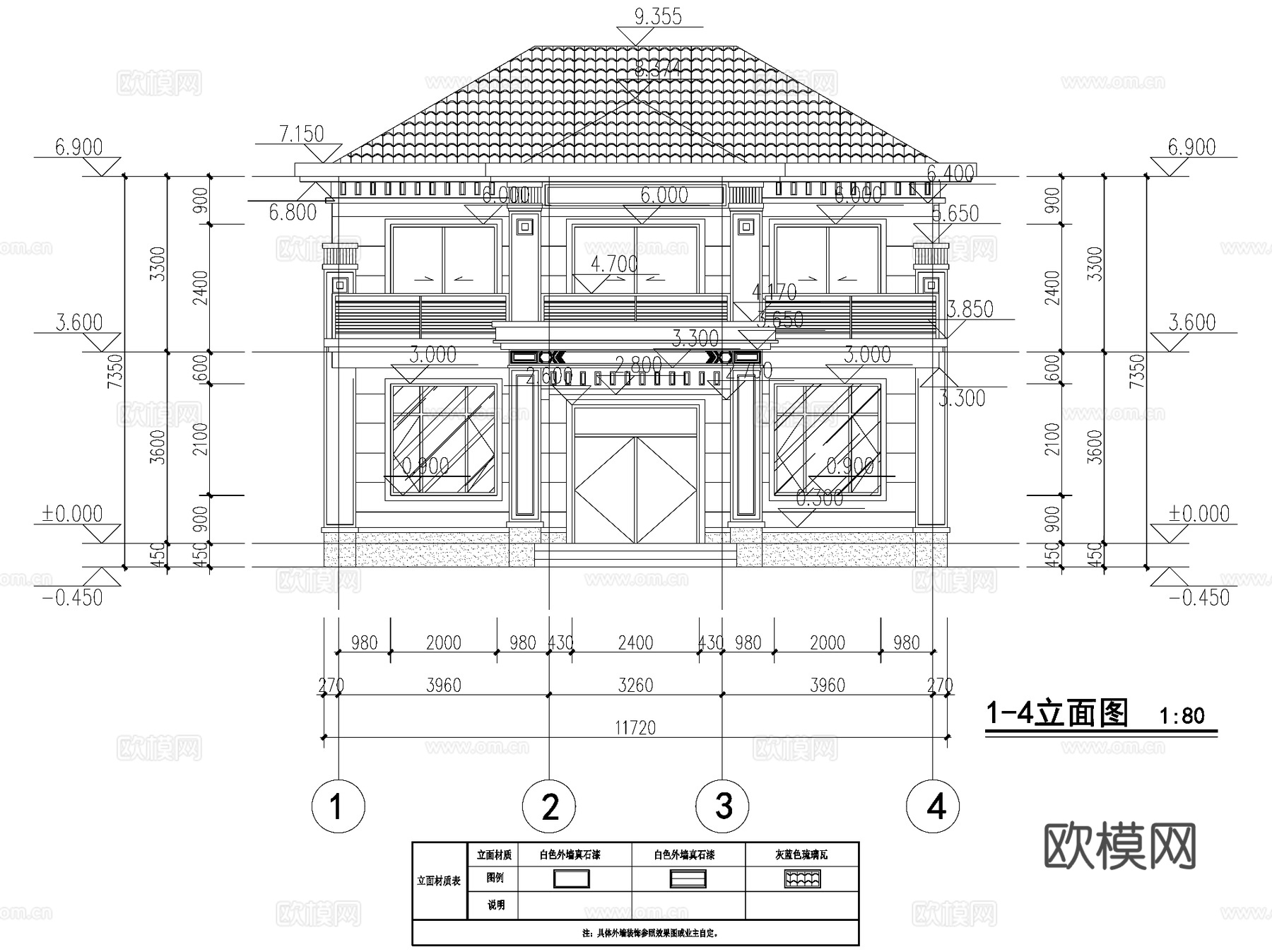 新中式二层独栋别墅农村乡村自建房建筑CAD施工图cad施工图