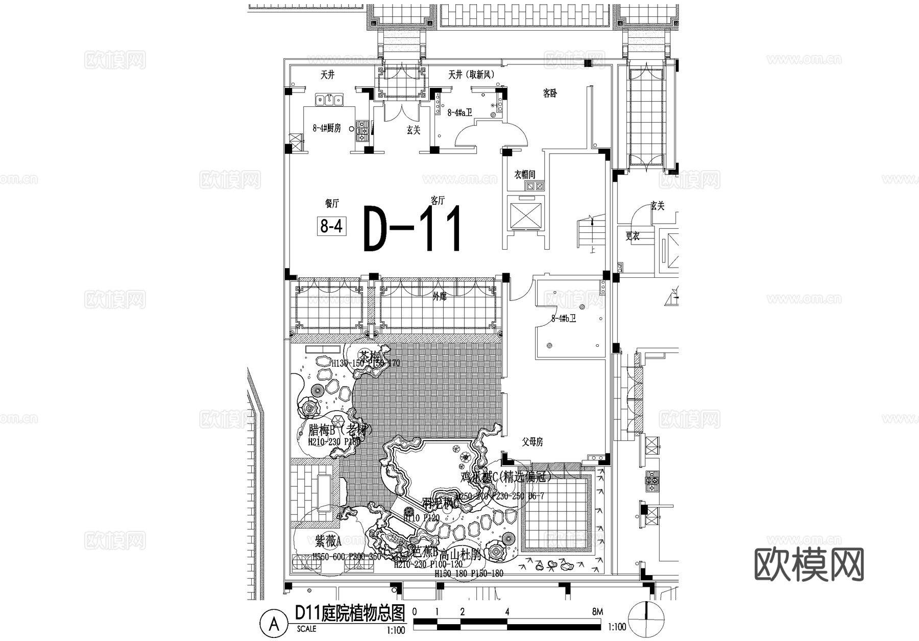 新中式别墅庭院景观平面图CAD施工图cad施工图