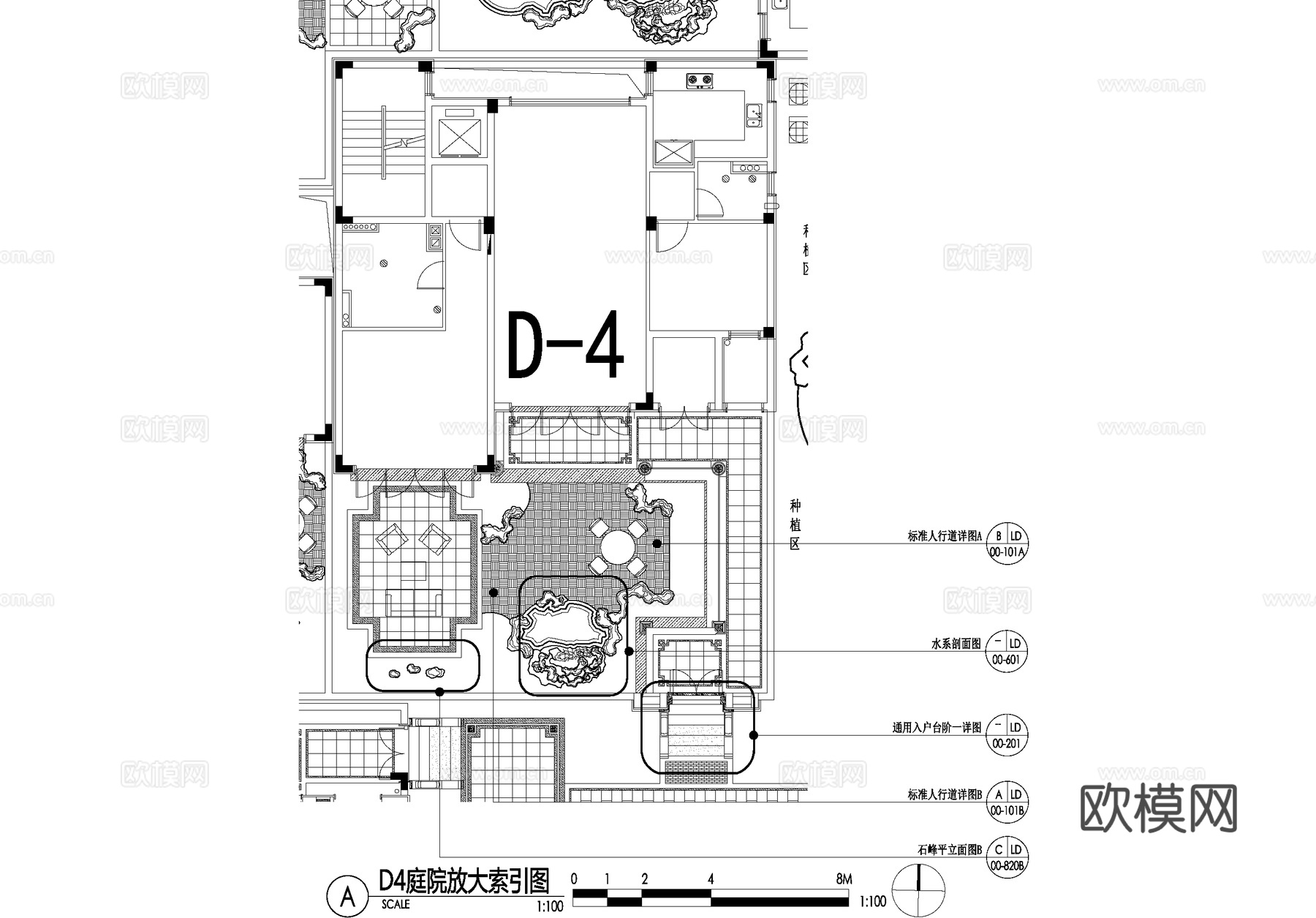 新中式别墅庭院景观平面图CAD施工图cad施工图