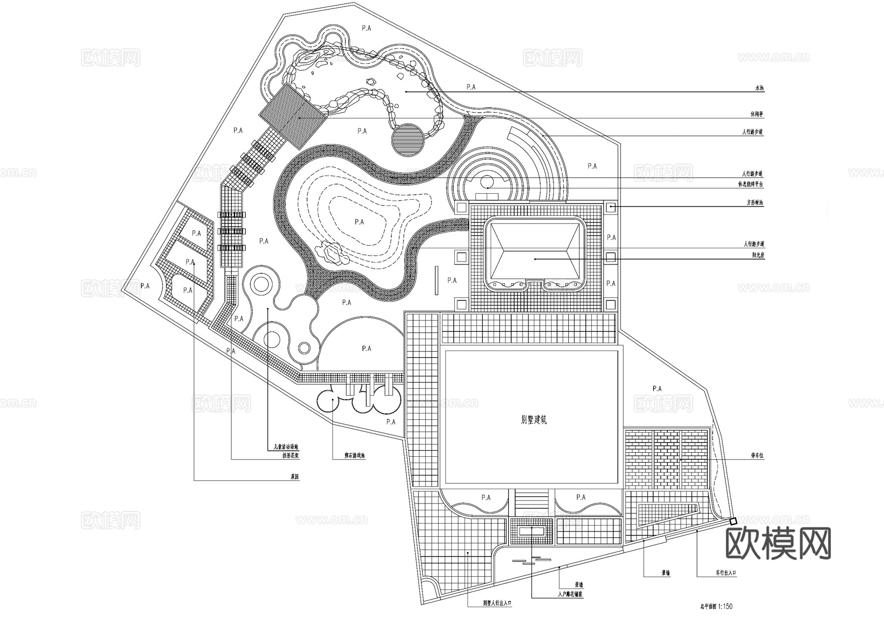 别墅花园私家庭院景观平面图集CAD施工图cad施工图