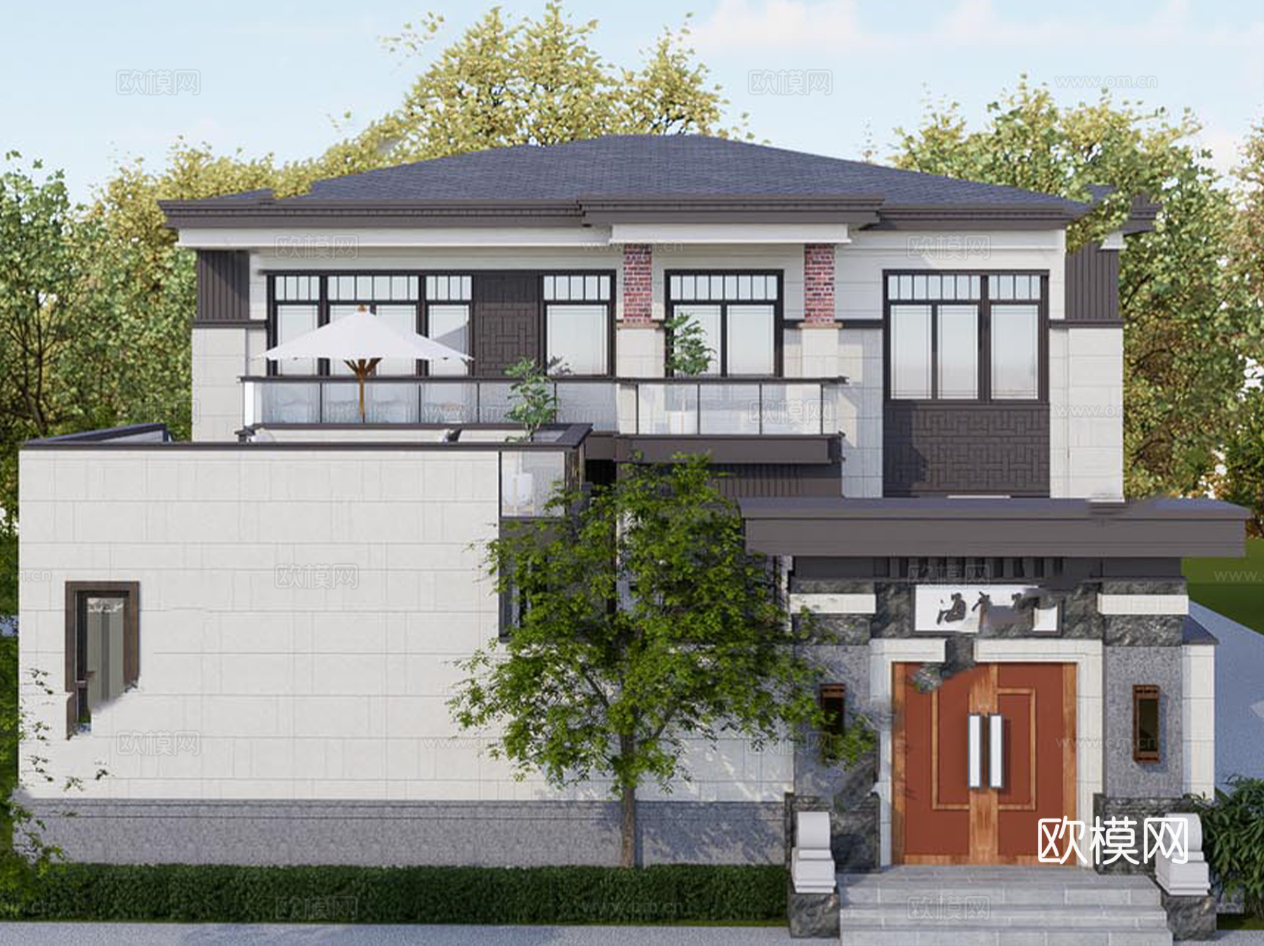 新中式二层合院别墅农村乡村自建房建筑CAD施工图cad施工图