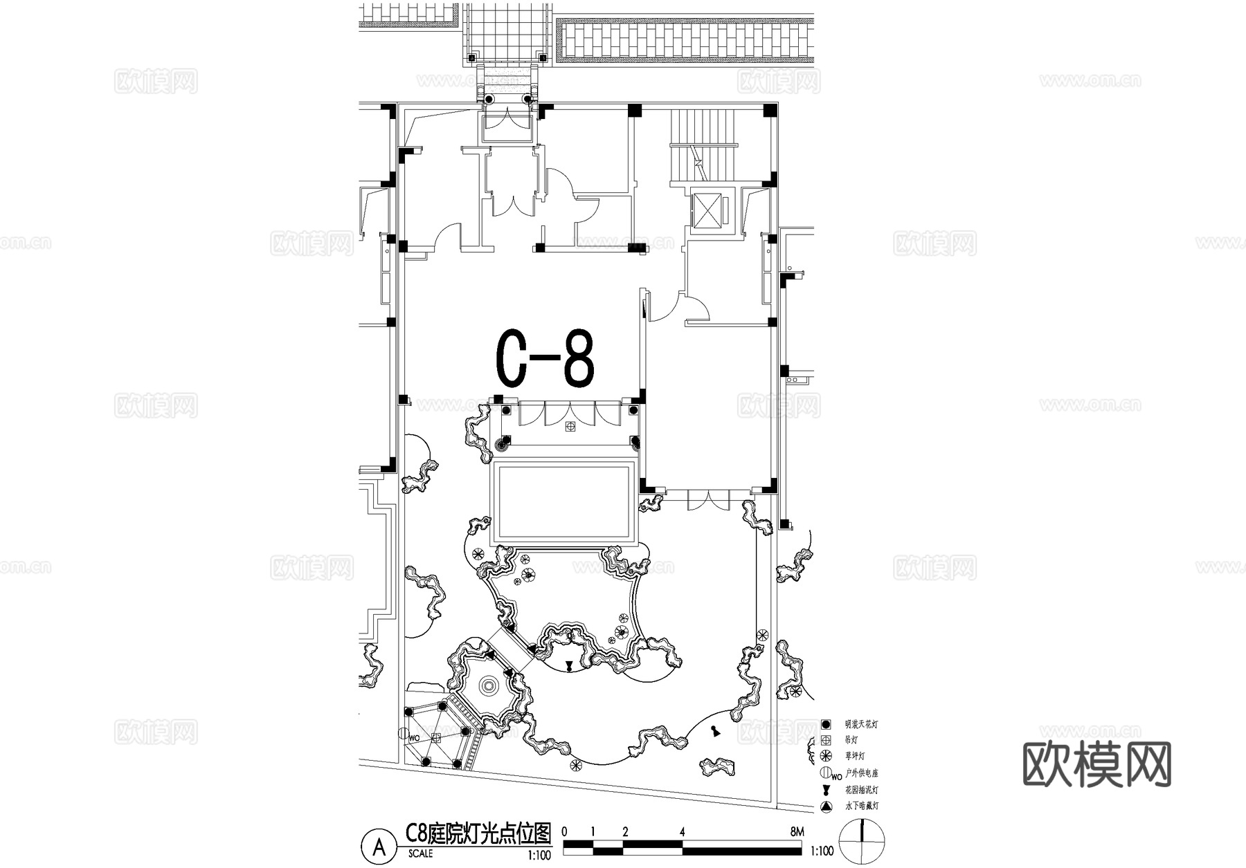 新中式别墅庭院景观平面图CAD施工图cad施工图