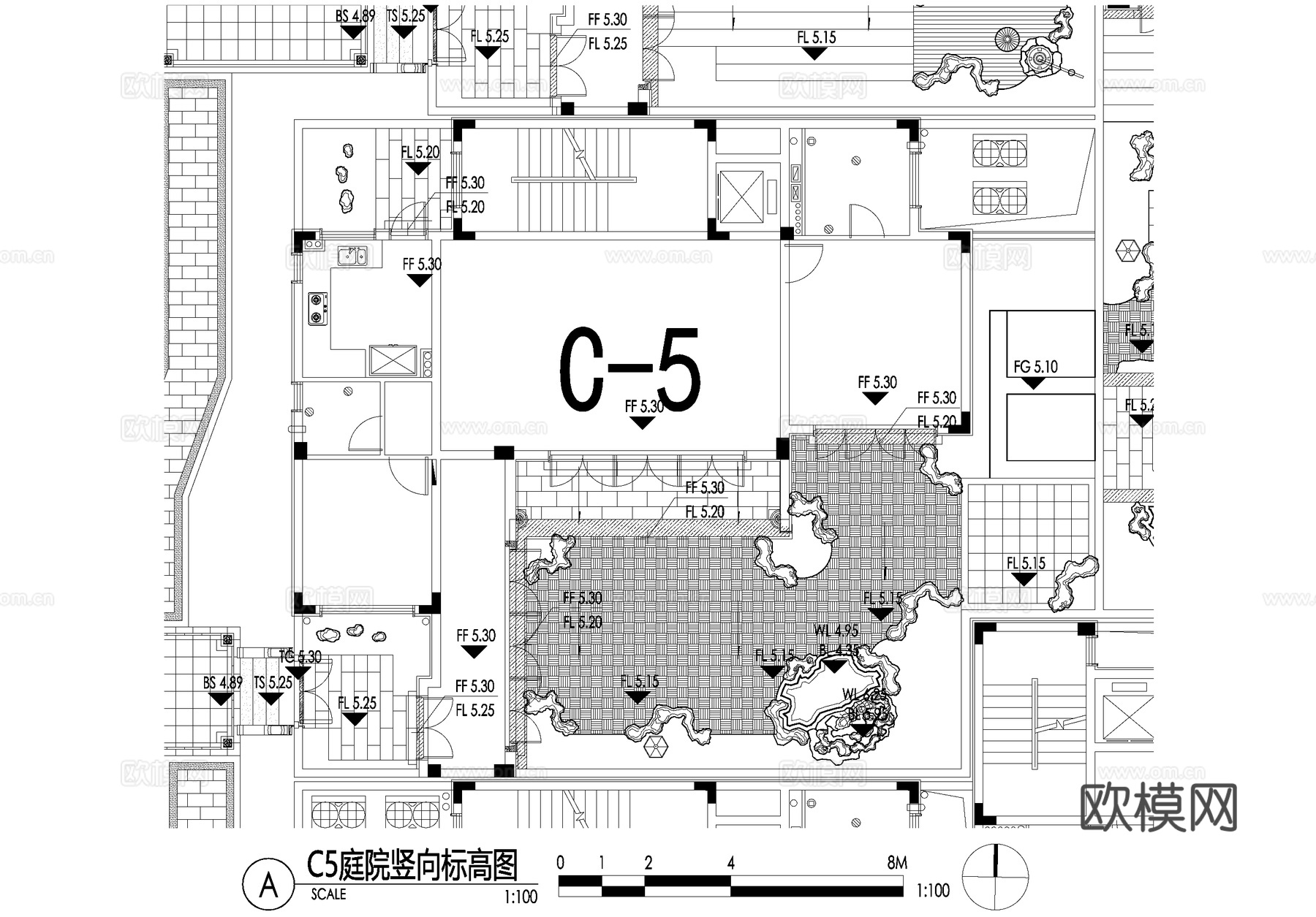 新中式别墅庭院景观平面图CAD施工图cad施工图