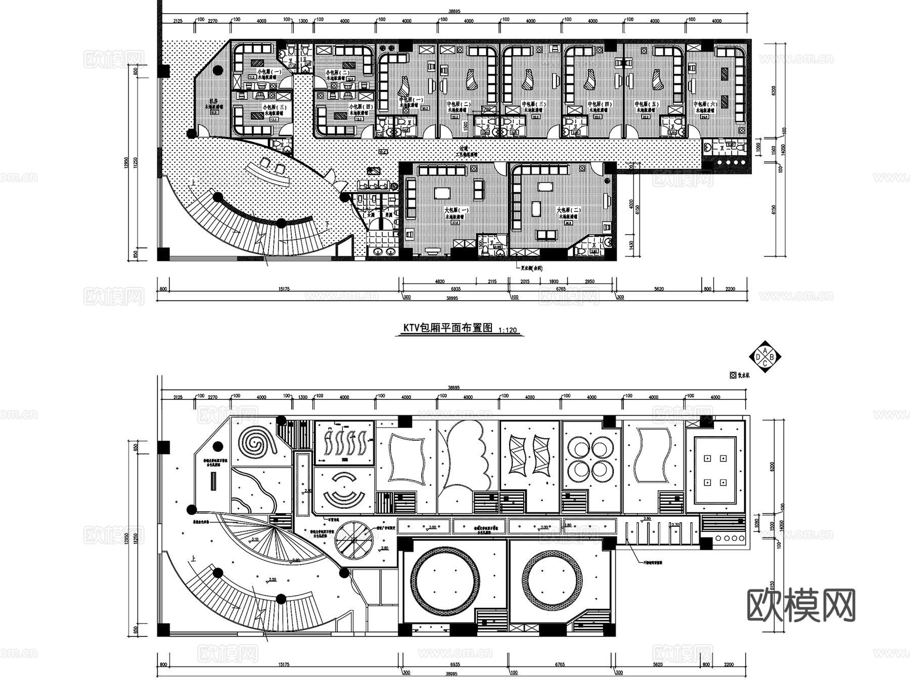 KTV包房包厢室内装饰CAD施工详图集 6套cad施工图