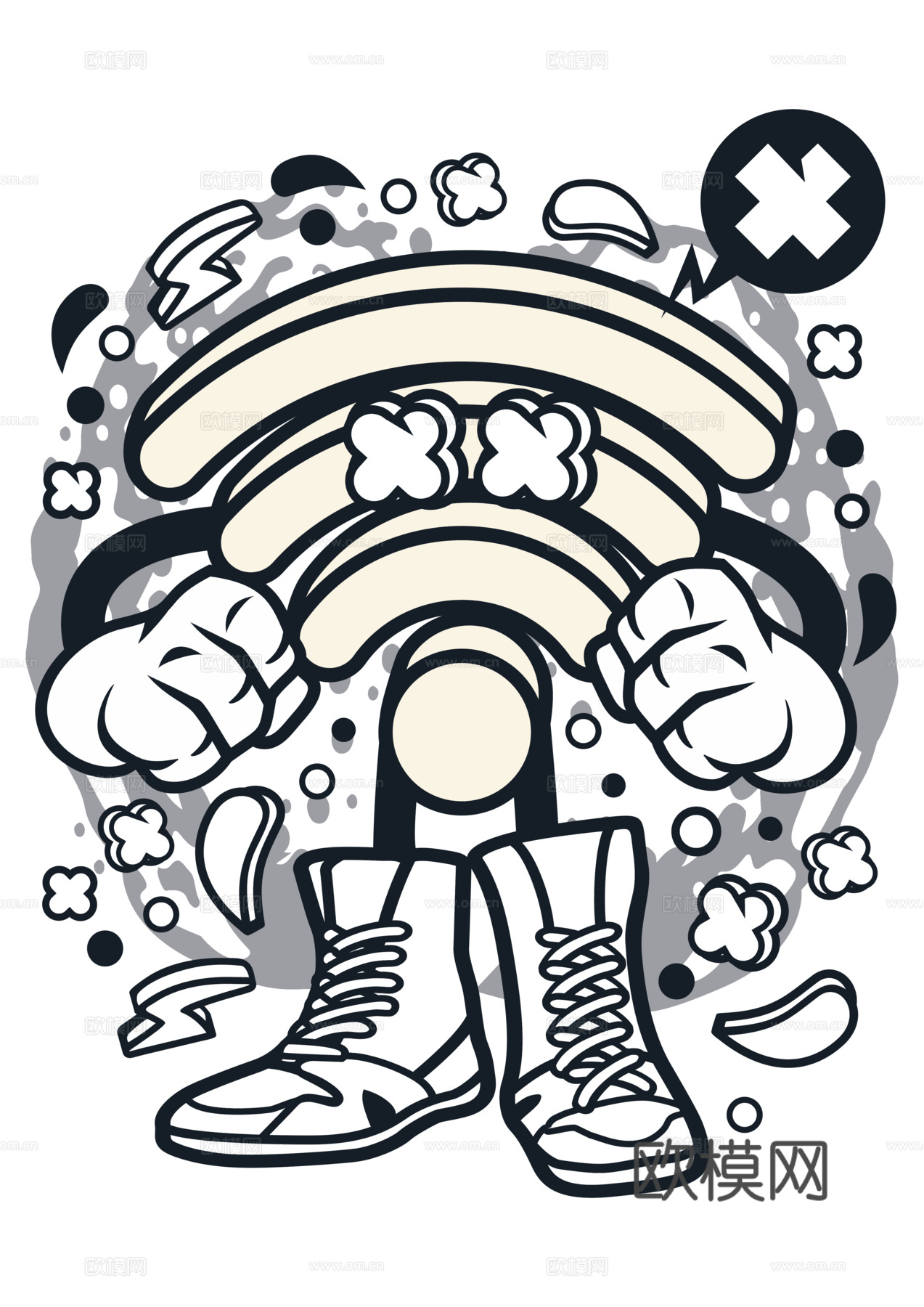 创意卡通潮流涂鸦插画印花214