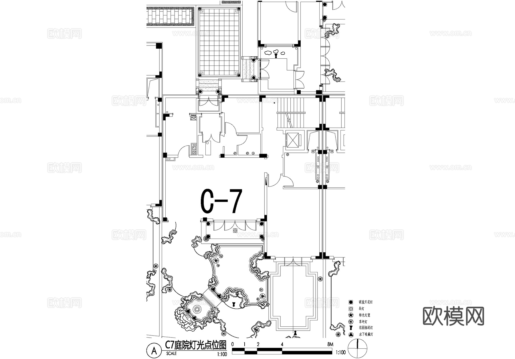 新中式别墅庭院景观平面图CAD施工图cad施工图