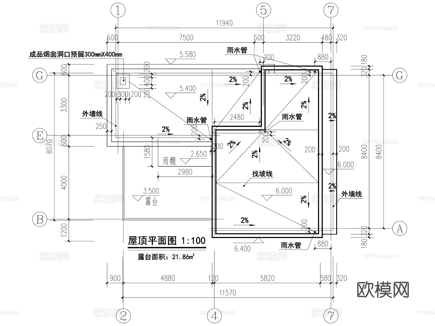 现代二层独栋小别墅农村乡村自建房建筑CAD施工图cad施工图