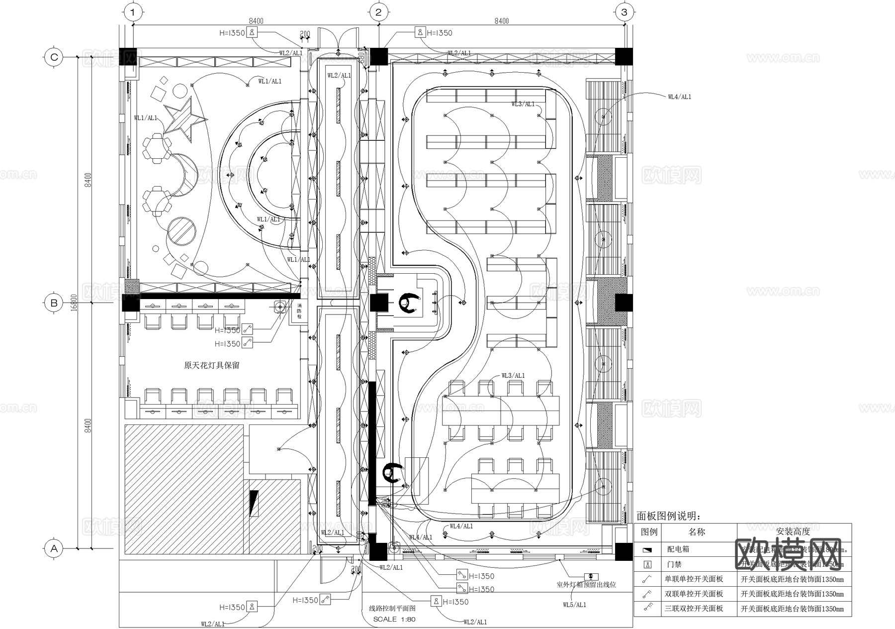 图书馆阅览室平面系统图详图cad施工图