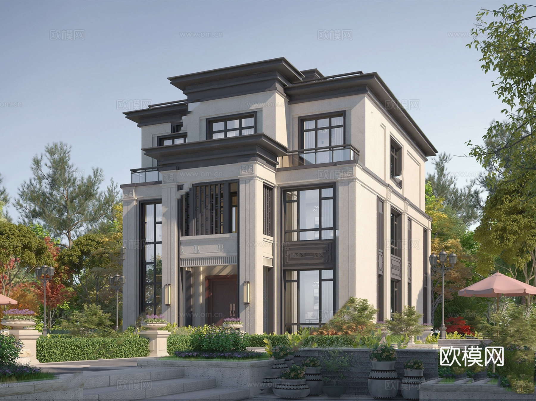 新中式三层独栋别墅乡村农村自建房住宅建筑CAD施工图cad施工图