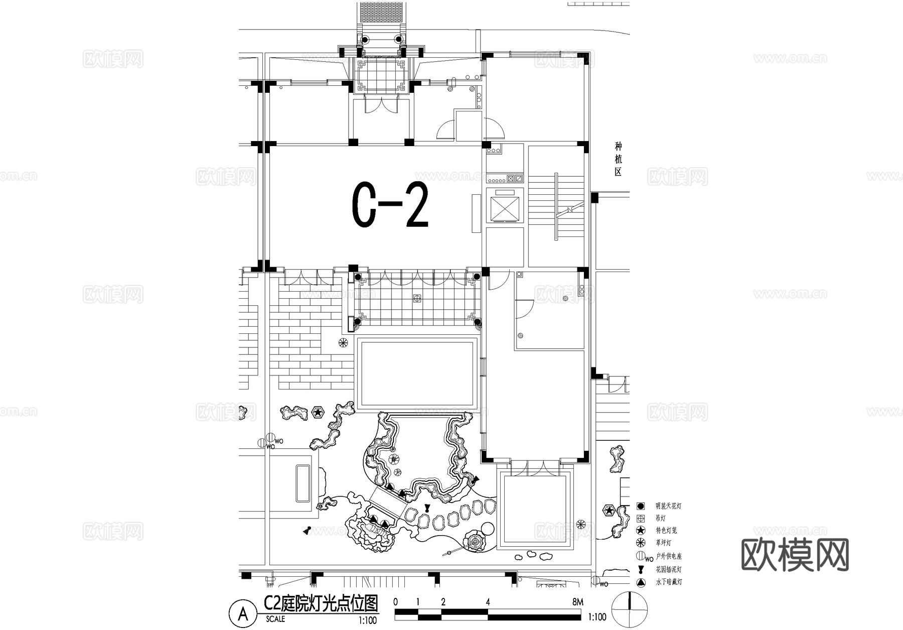 新中式别墅庭院景观平面图CAD施工图cad施工图