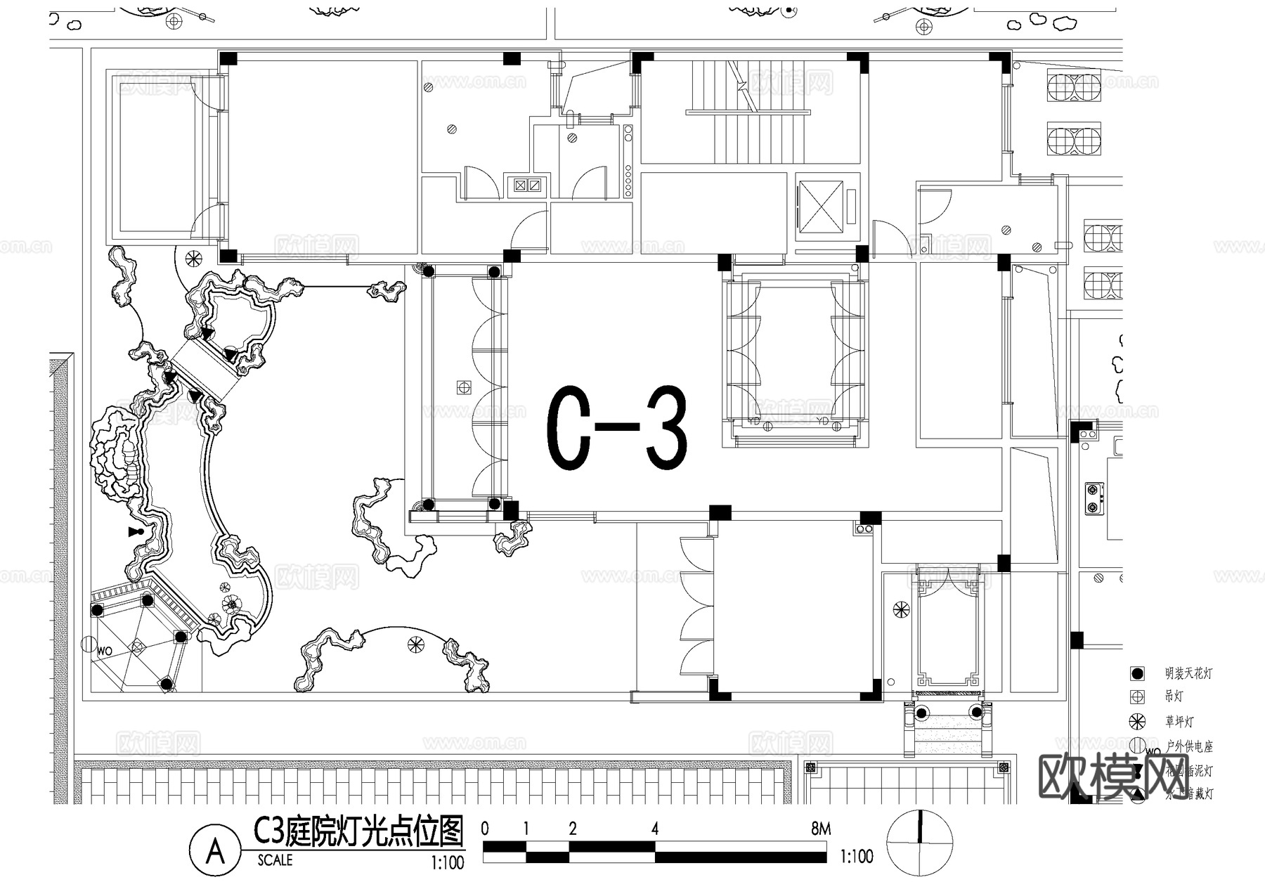 新中式别墅庭院景观平面图CAD施工图cad施工图