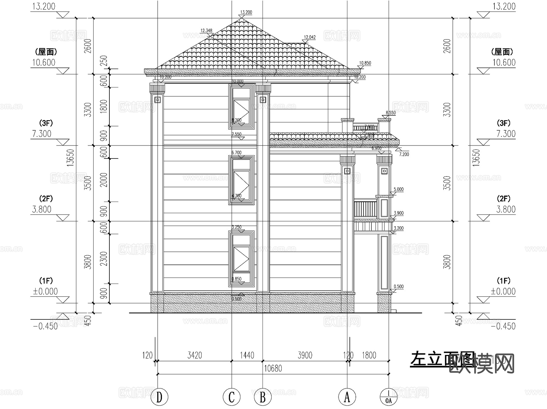 新中式三层独栋别墅乡村农村自建房住宅建筑CAD施工图cad施工图