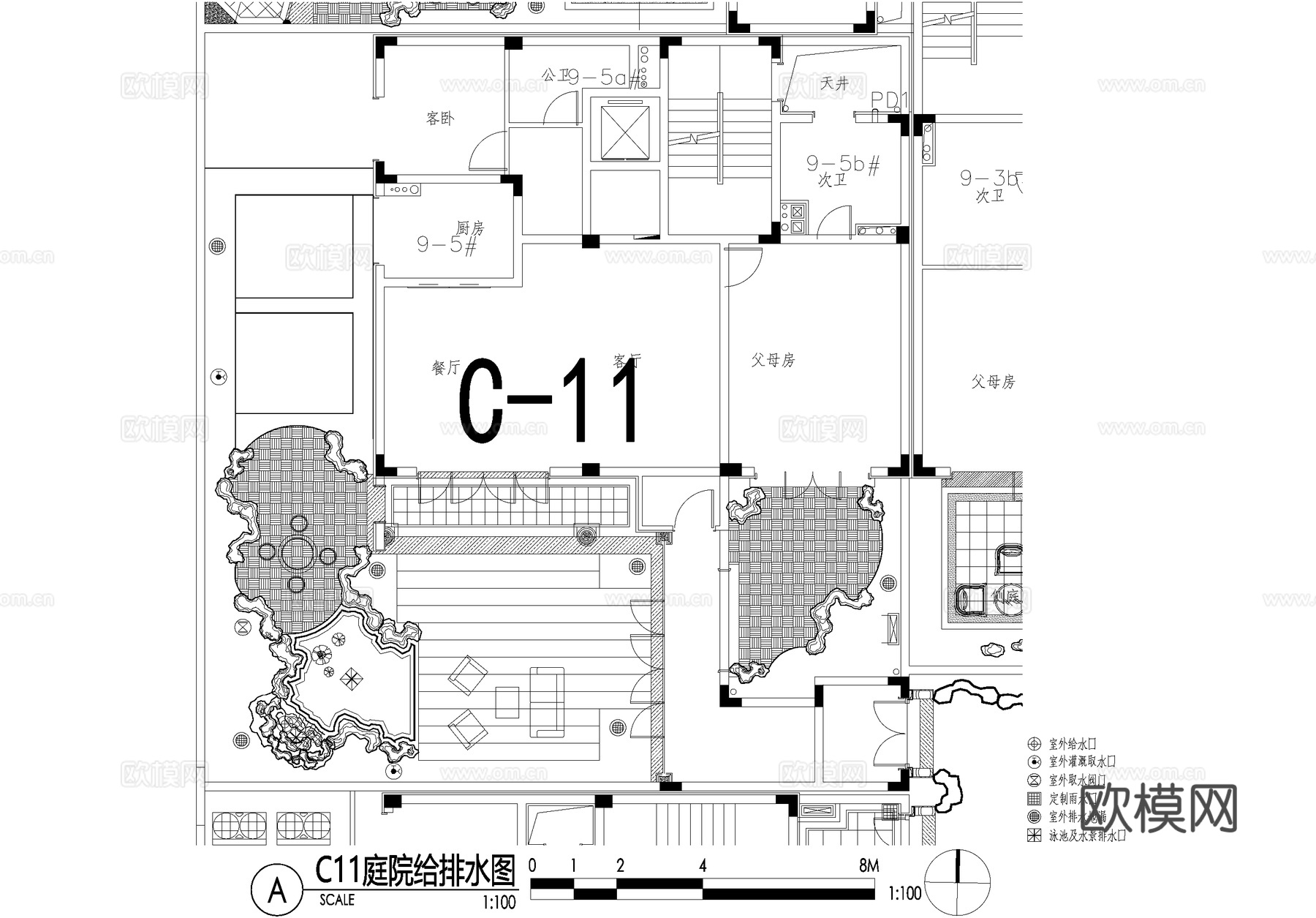 新中式别墅庭院景观平面图CAD施工图cad施工图