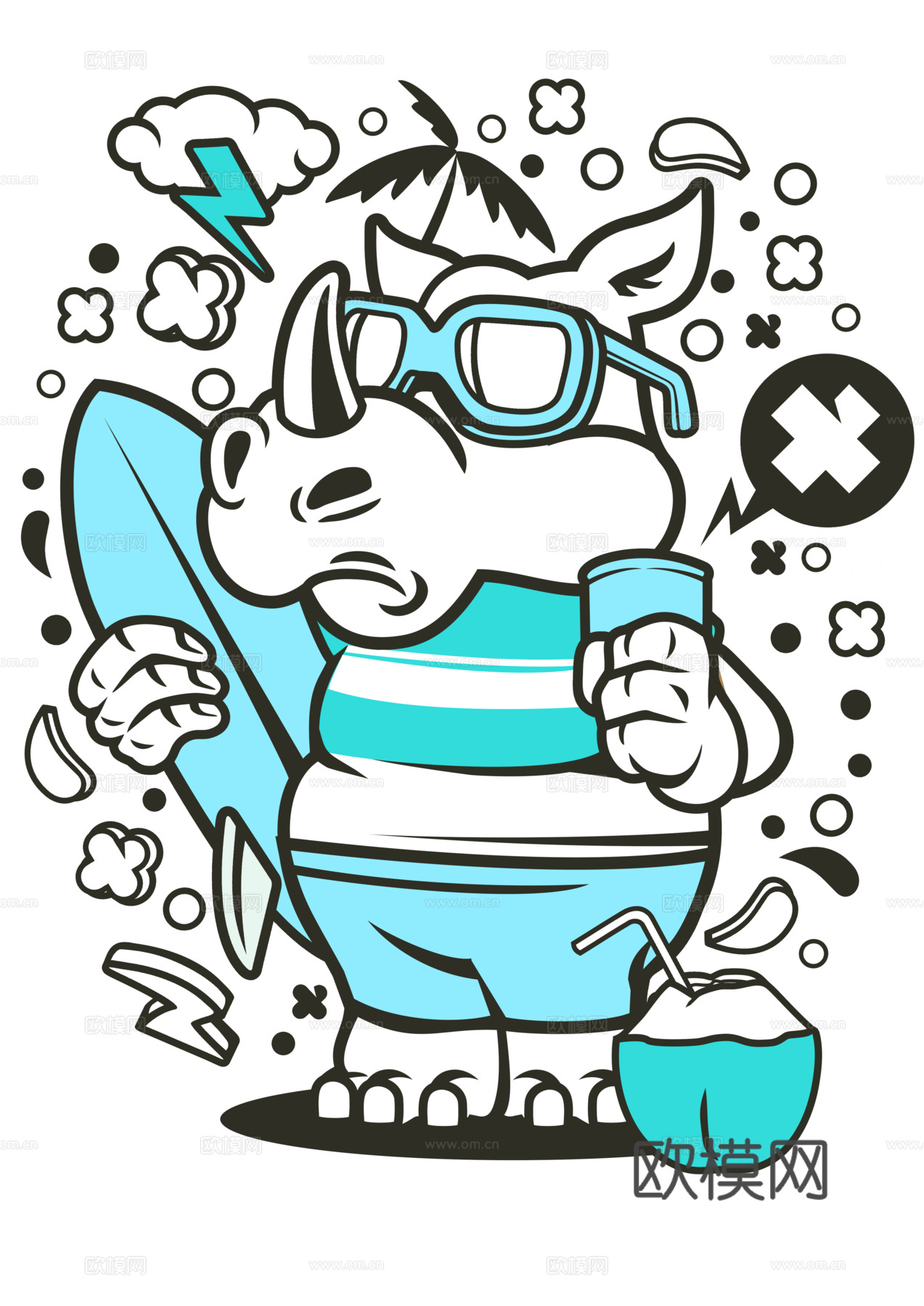 创意卡通潮流涂鸦插画印花156