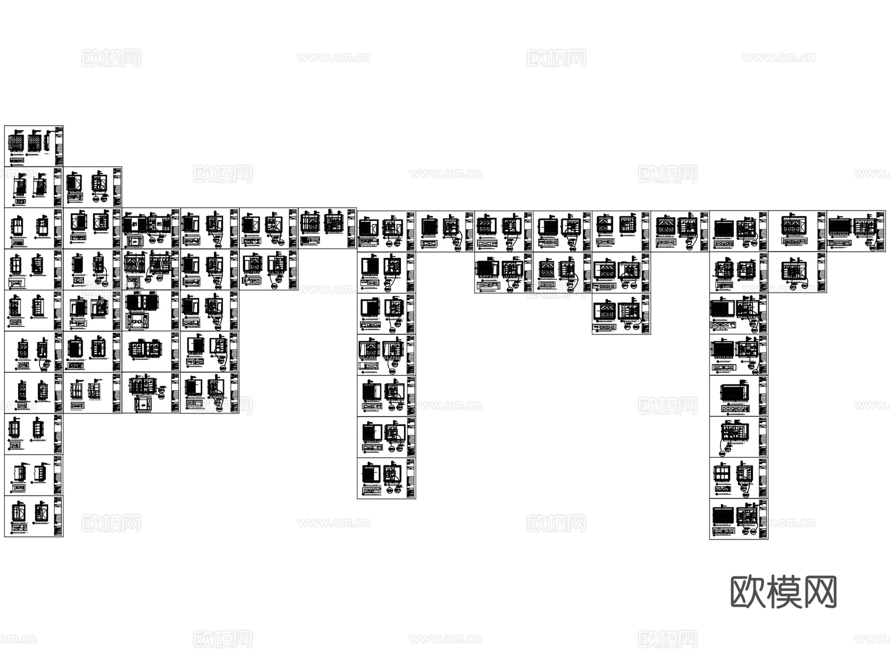 衣帽间衣柜室内家具柜体节点大样CAD施工详图集 22套cad施工图cad施工图