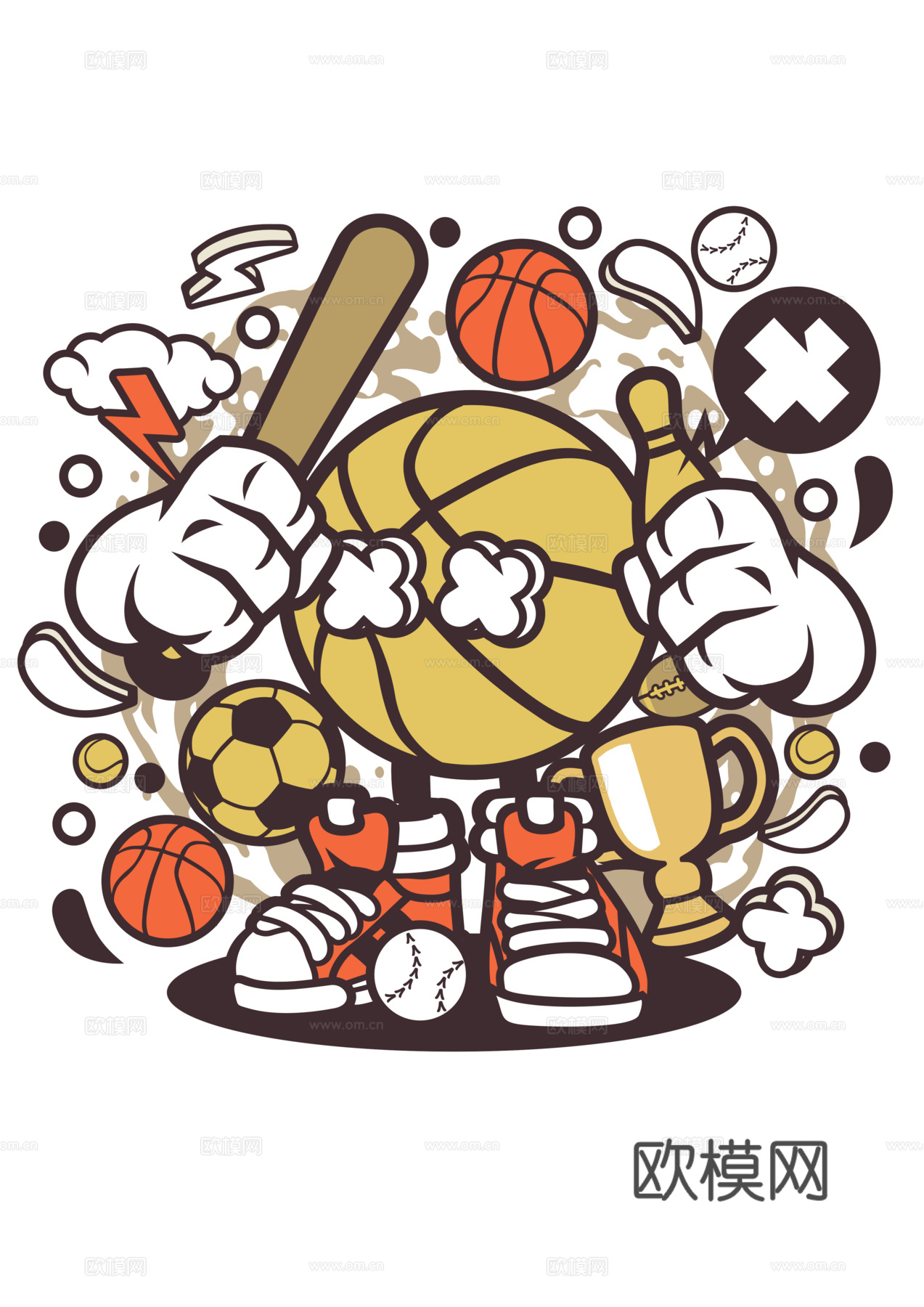 创意卡通潮流涂鸦插画印花188