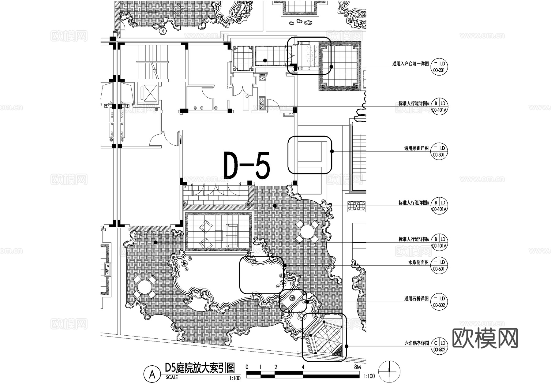 新中式别墅庭院景观平面图CAD施工图cad施工图