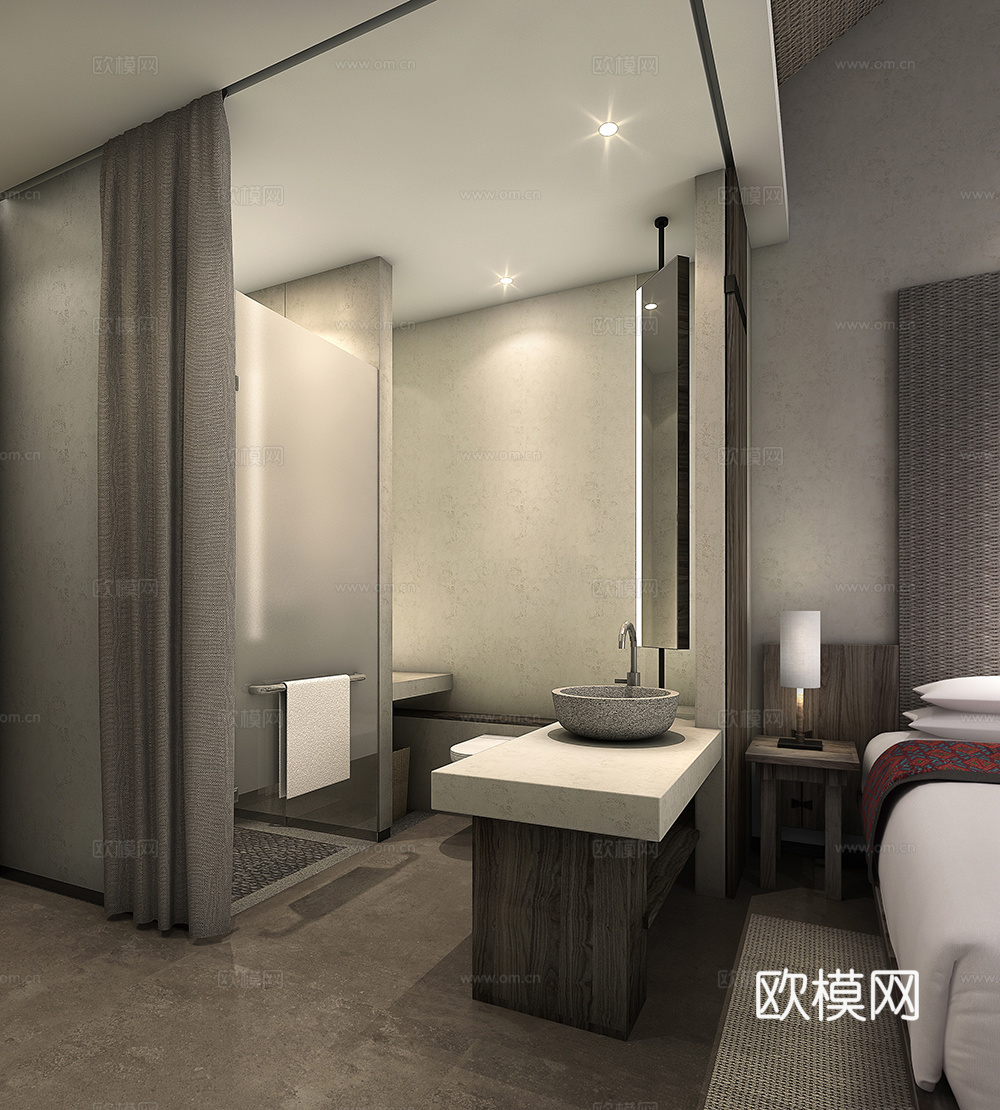 新中式万达锦华温泉度假酒店施工图cad施工图