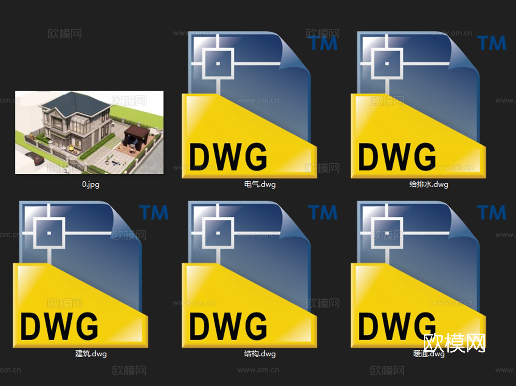 简欧乡村二层独栋别墅自建房建筑CAD施工图cad施工图