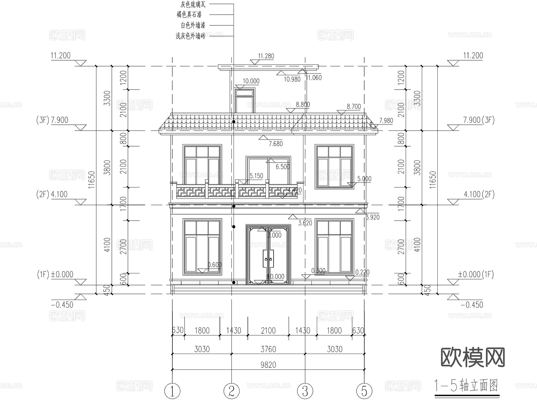 二层独栋别墅农村乡村自建房建筑CAD施工图cad施工图