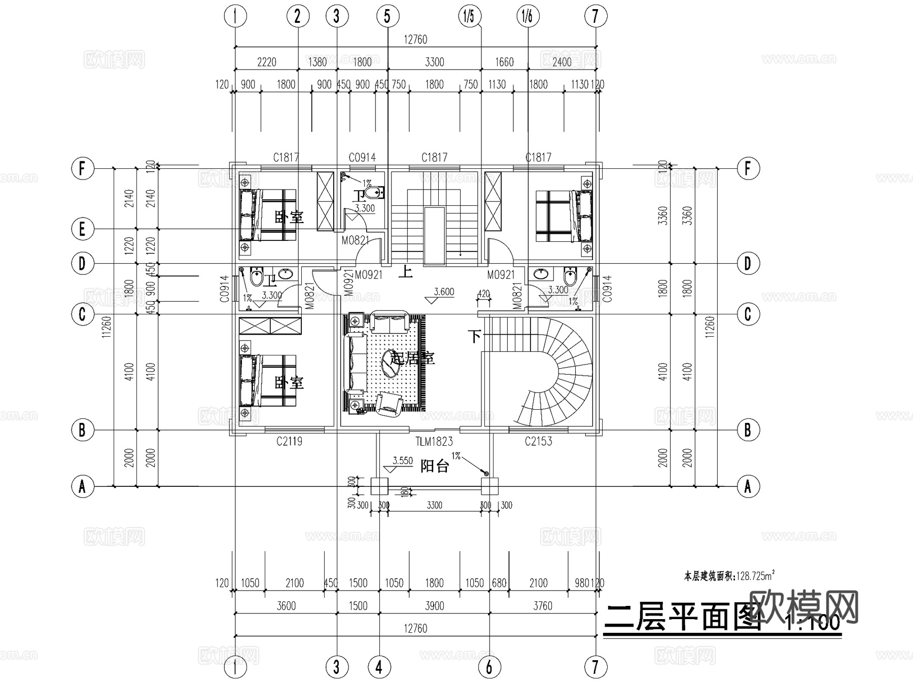 欧式简约三层独栋别墅农村乡村自建房住宅建筑CAD施工图cad施工图