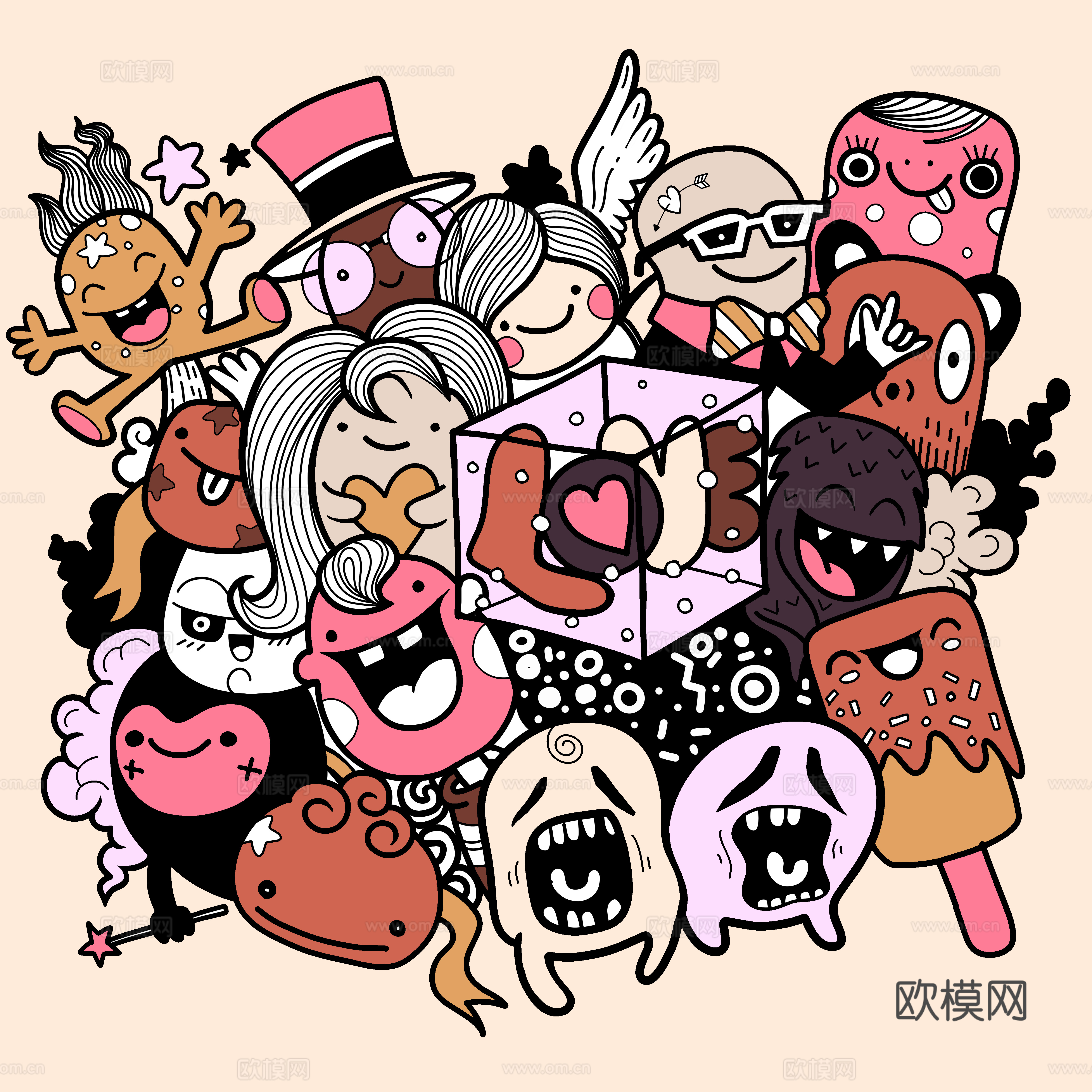 创意可爱卡通涂鸦插画116下载