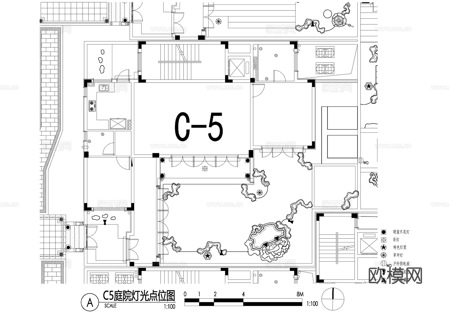 新中式别墅庭院景观平面图CAD施工图cad施工图