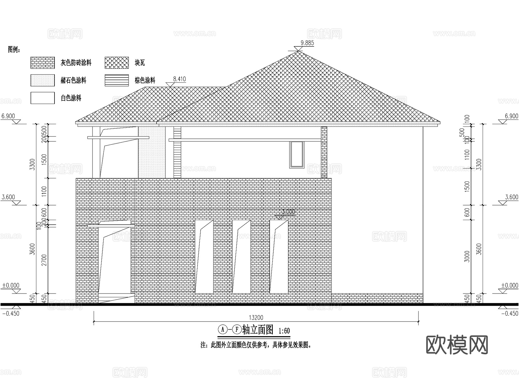 现代二层独栋别墅农村乡村自建房建筑CAD施工图cad施工图