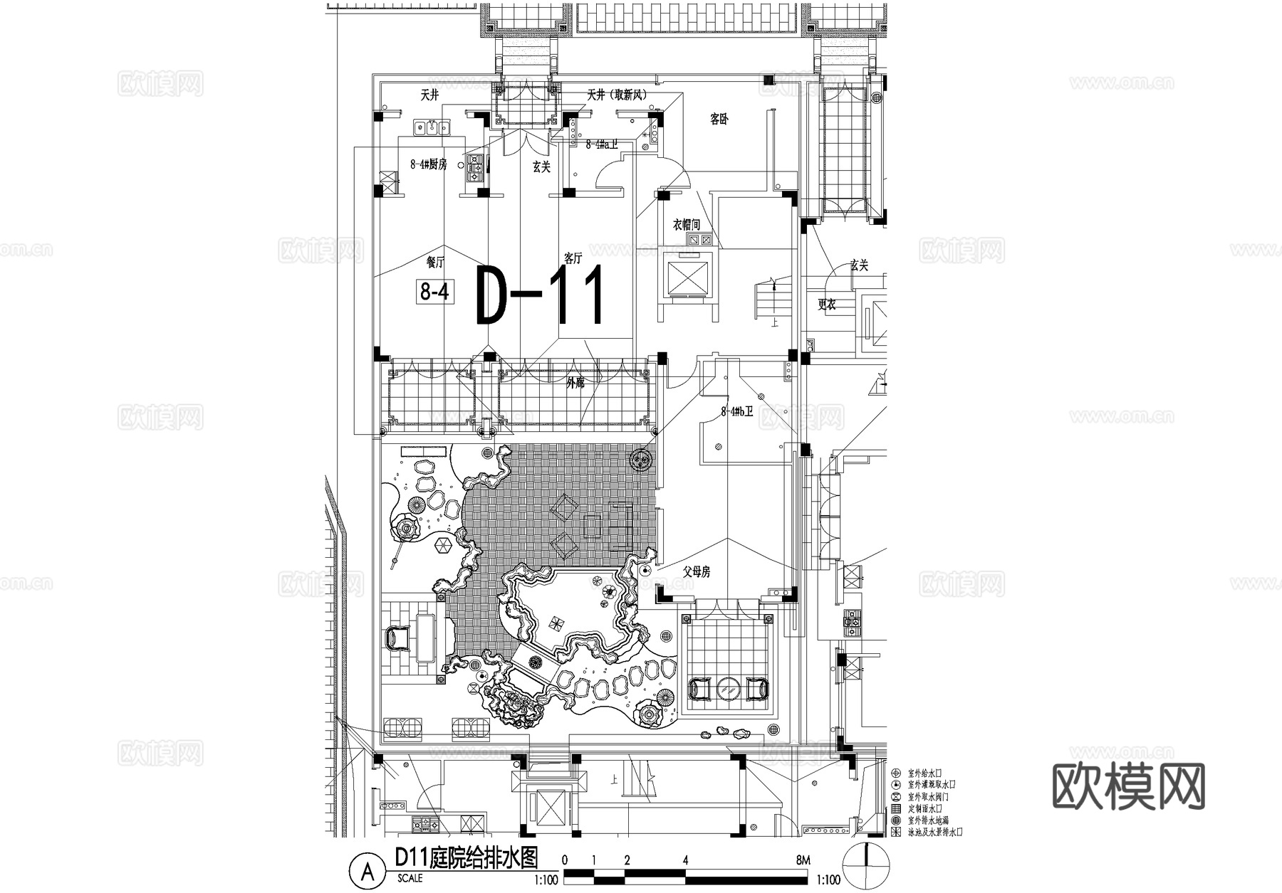 新中式别墅庭院景观平面图CAD施工图cad施工图