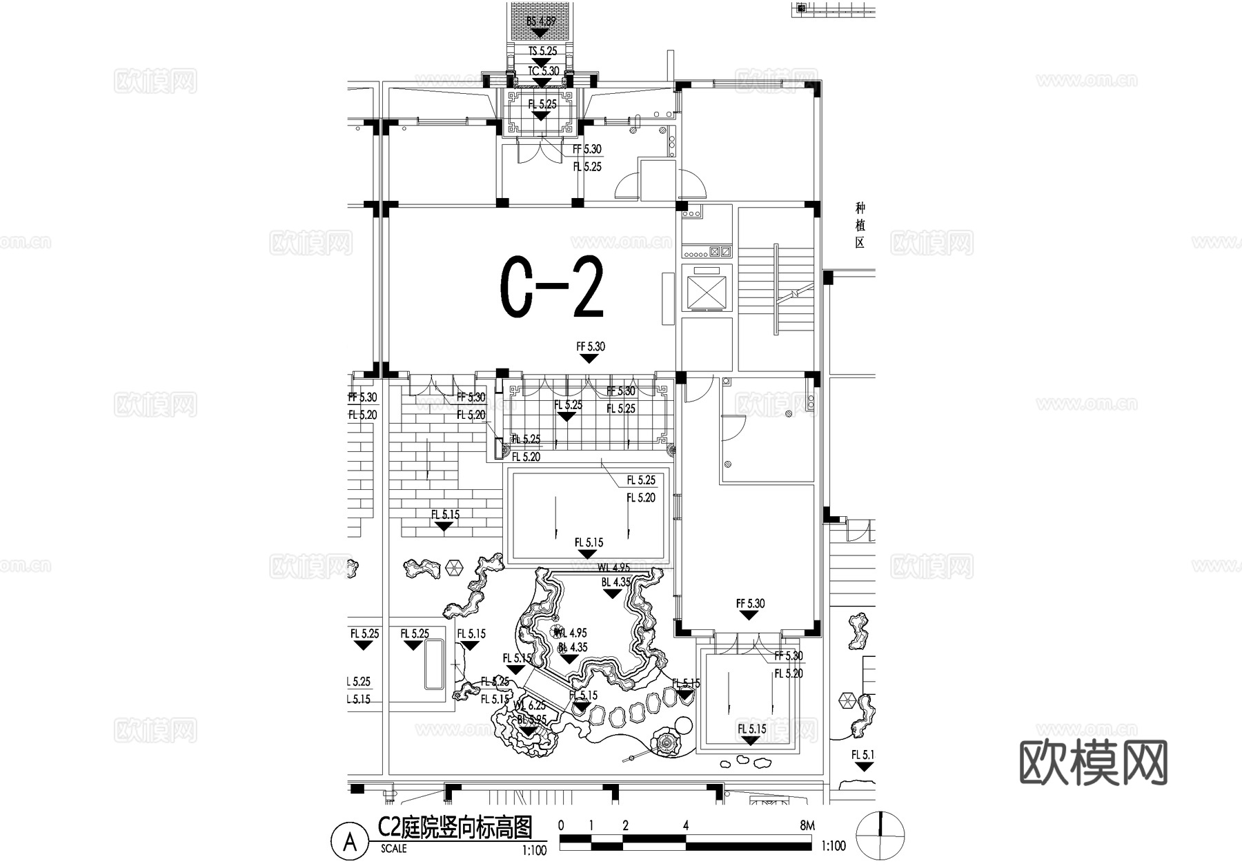 新中式别墅庭院景观平面图CAD施工图cad施工图