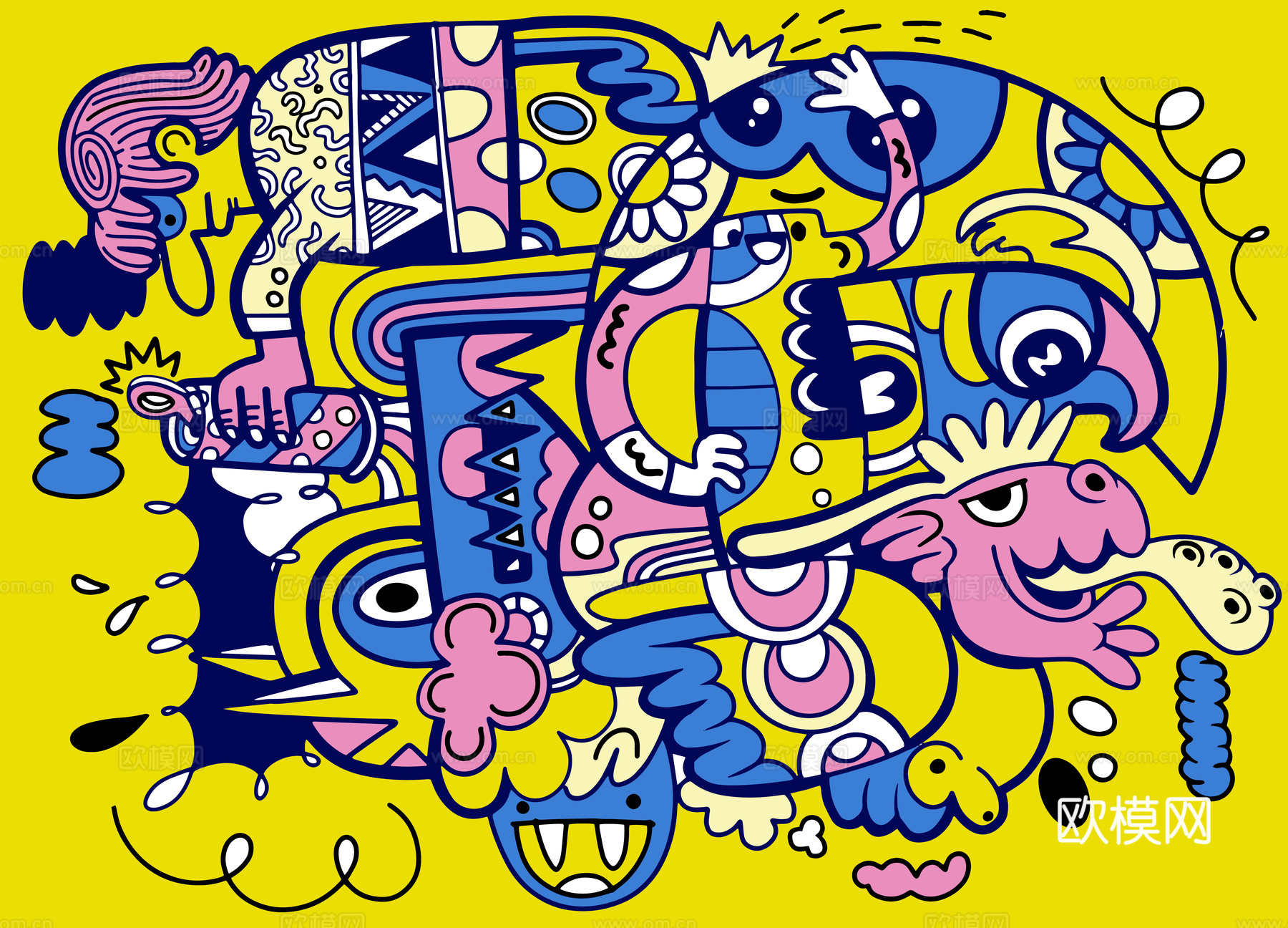 创意可爱卡通涂鸦插画100下载