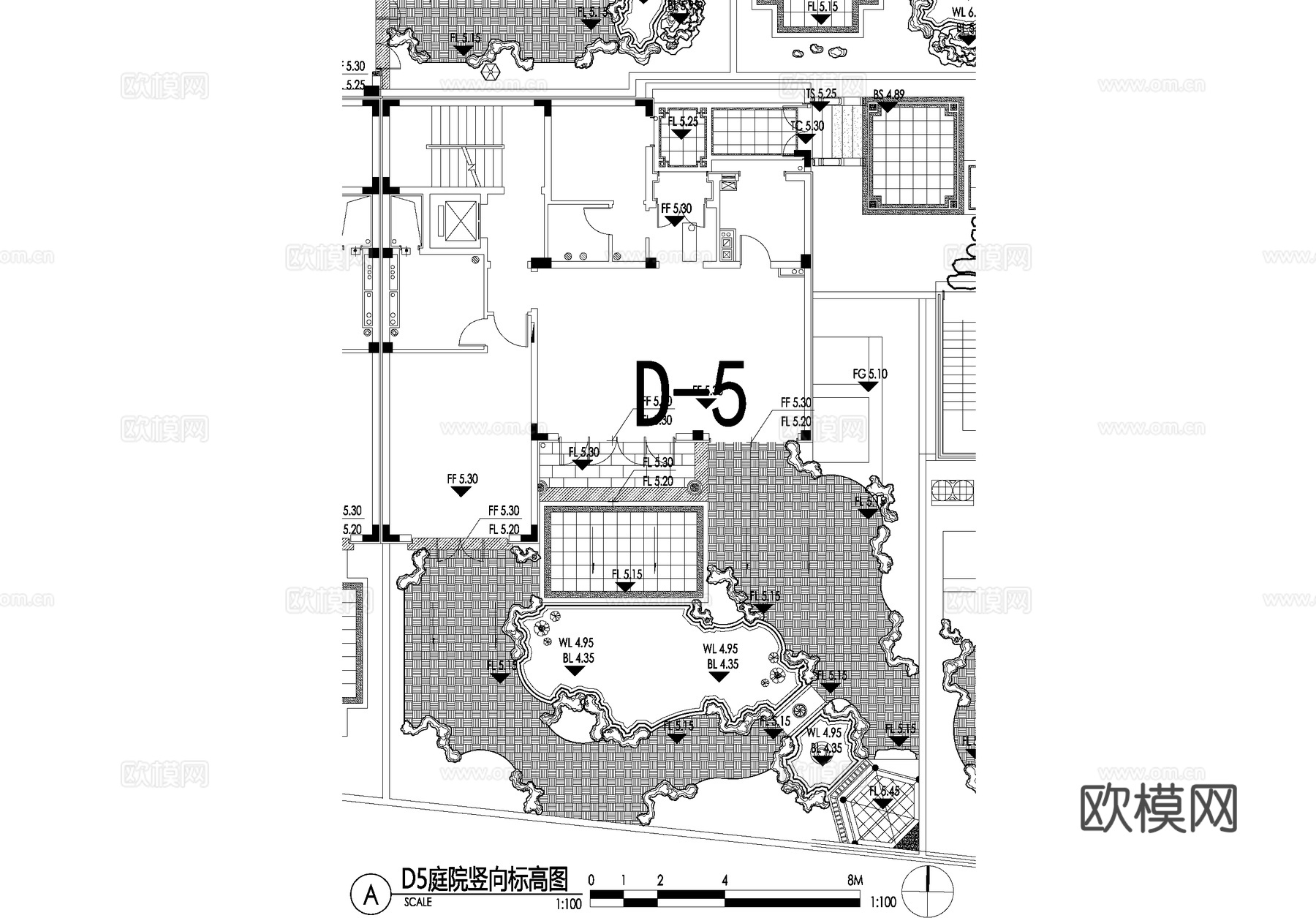 新中式别墅庭院景观平面图CAD施工图cad施工图