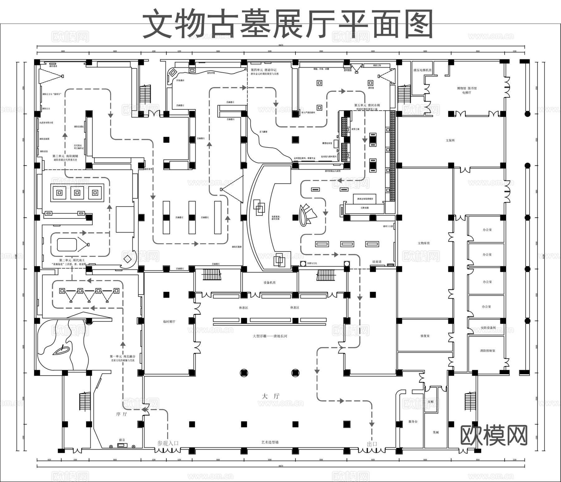 文物古墓展厅平面图cadcad施工图