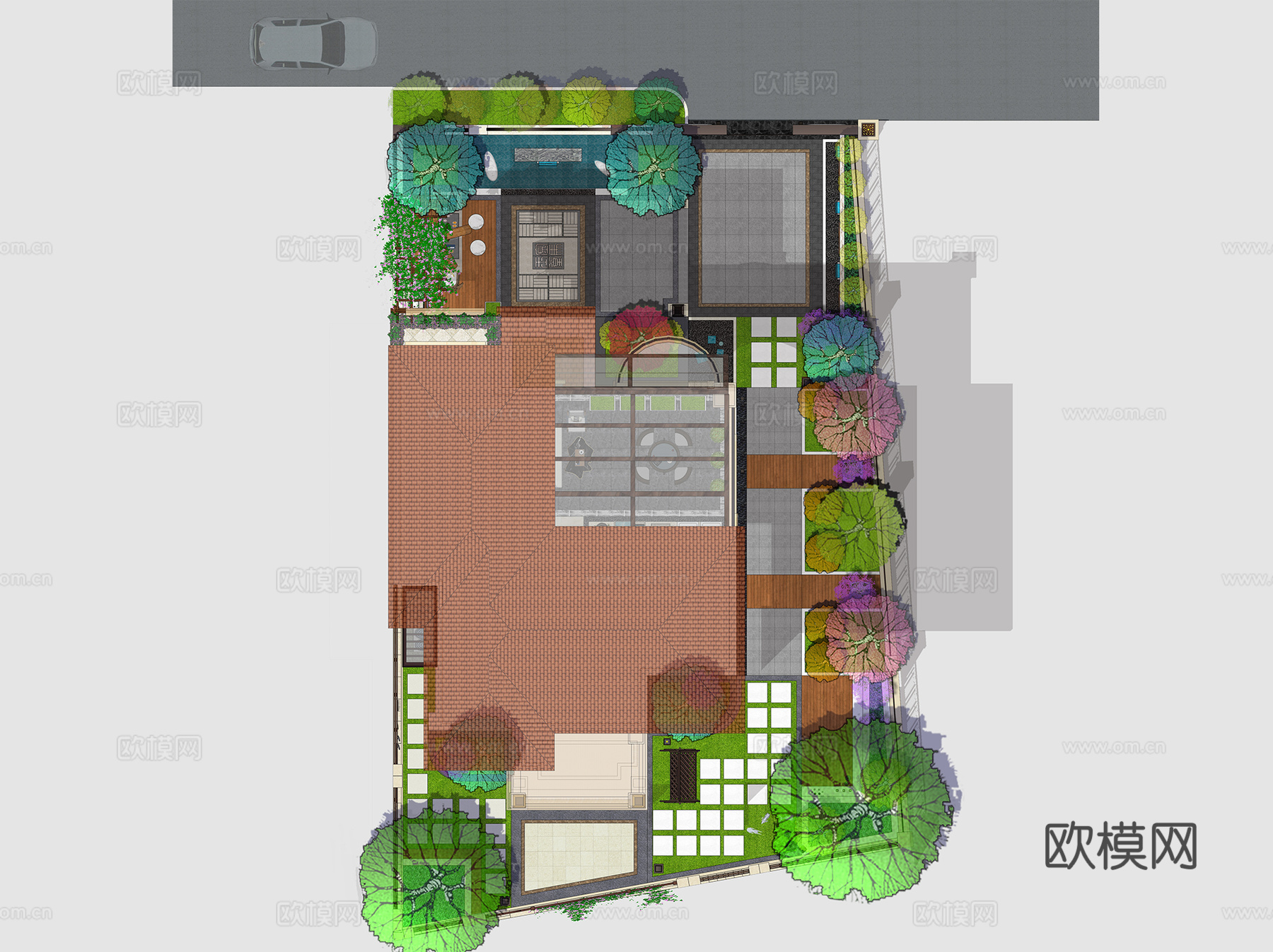 新中式别墅花园私家庭院景观CAD施工图cad施工图
