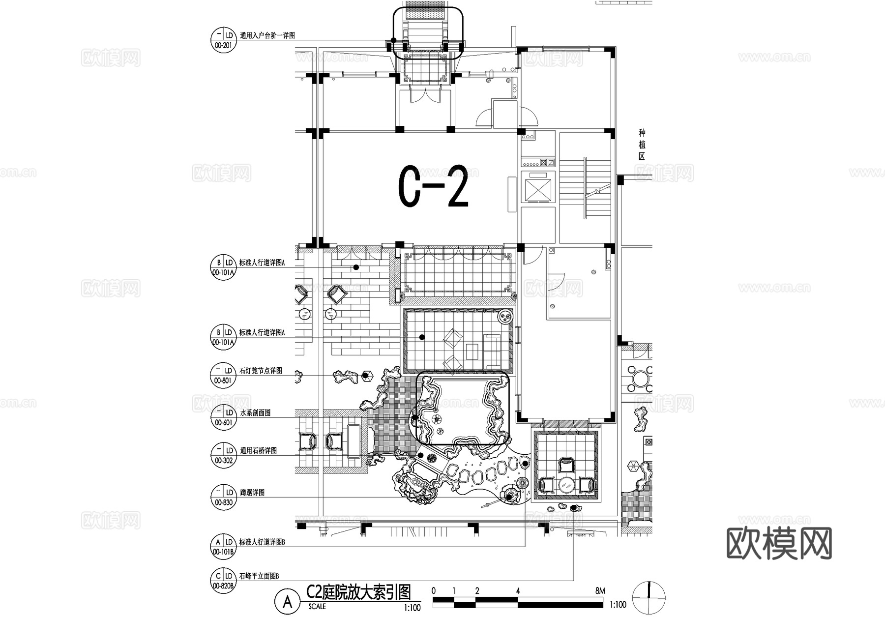 新中式别墅庭院景观平面图CAD施工图cad施工图