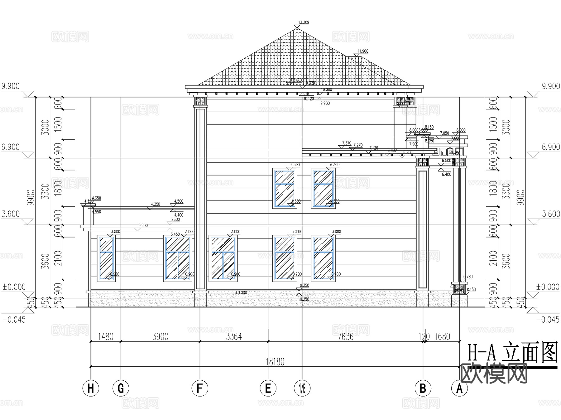 新中式三层独栋别墅乡村农村自建房住宅建筑CAD施工图cad施工图