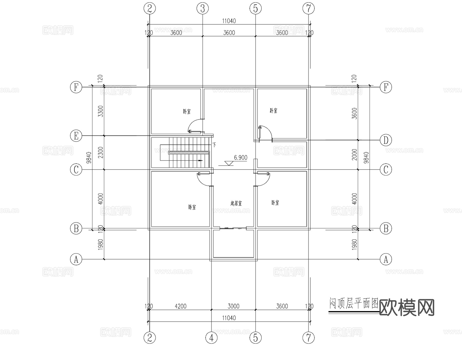 欧式简欧二层独栋别墅农村乡村自建房建筑CAD施工图cad施工图