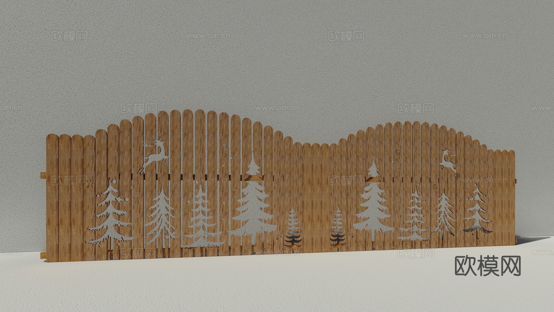 现代生态户外花园卡通木质栏杆动物围栏护栏彩色花朵儿童创意栅栏su模型